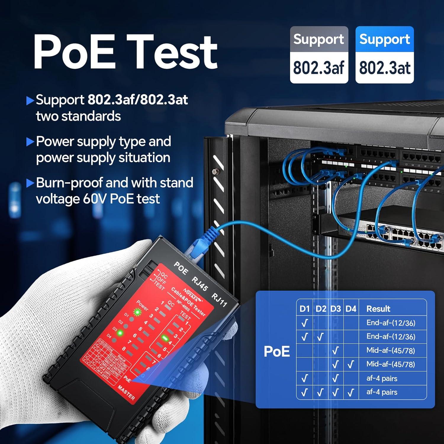 Probador de Cable de Red NOYAFA NF-468S para RJ45 y RJ11