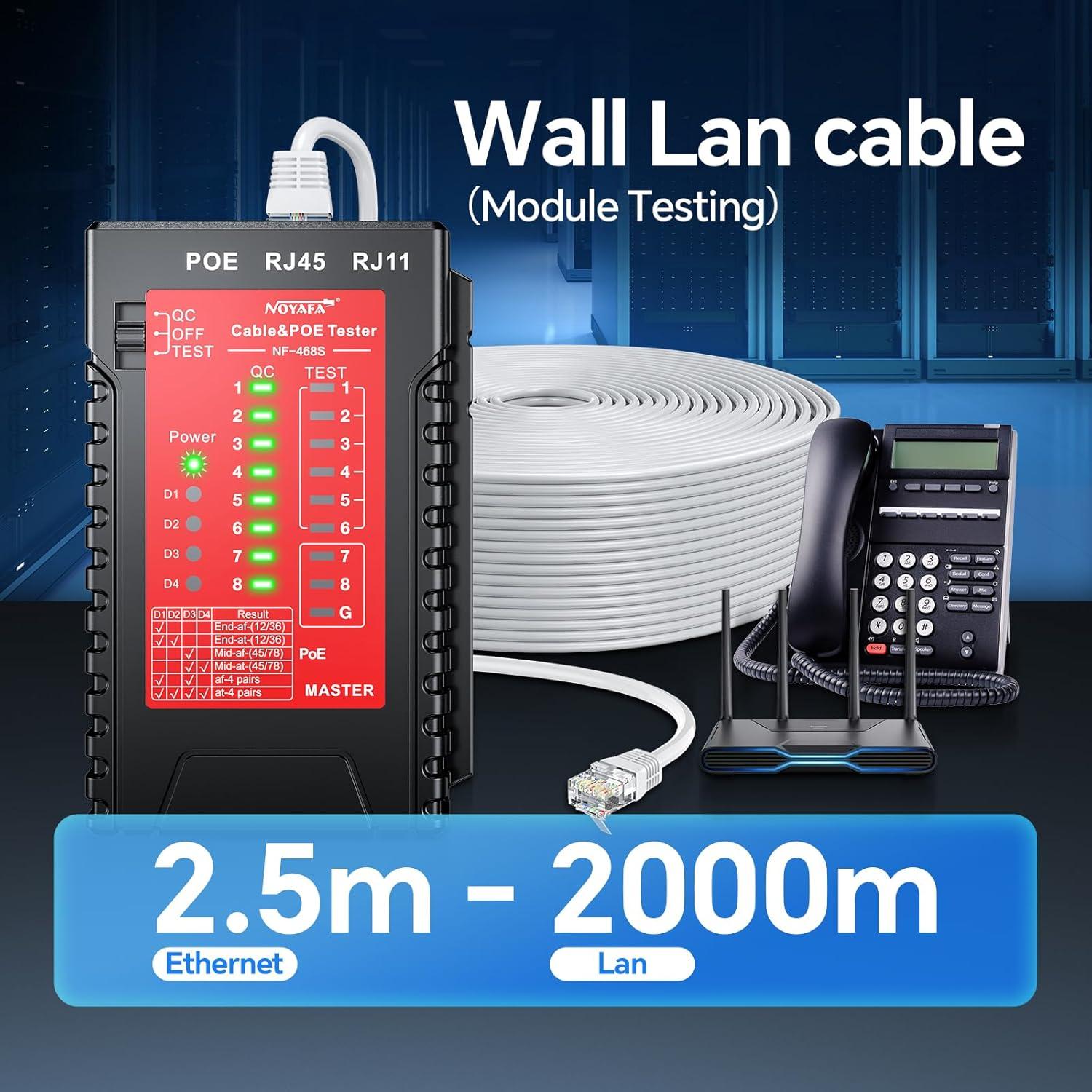 Probador de Cable de Red NOYAFA NF-468S para RJ45 y RJ11