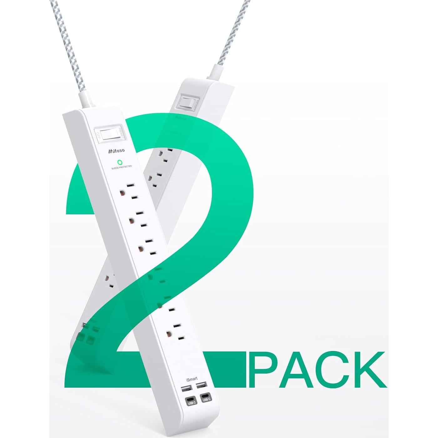 Regleta de Energía Mifaso 1.5m con 6 Salidas y 4 USB