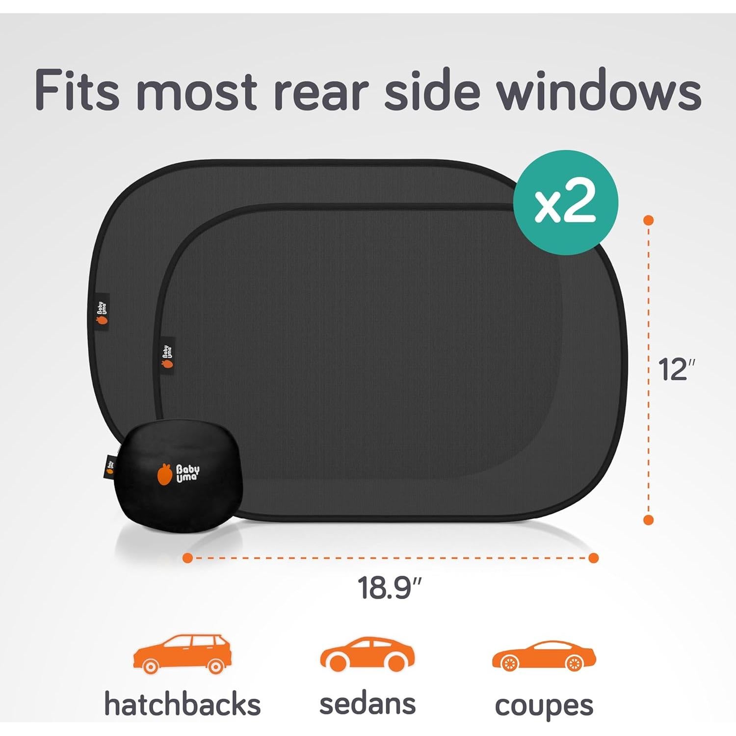 Sombrillas para Ventanas de Auto Baby Uma - 48x30 cm, UPF 50+