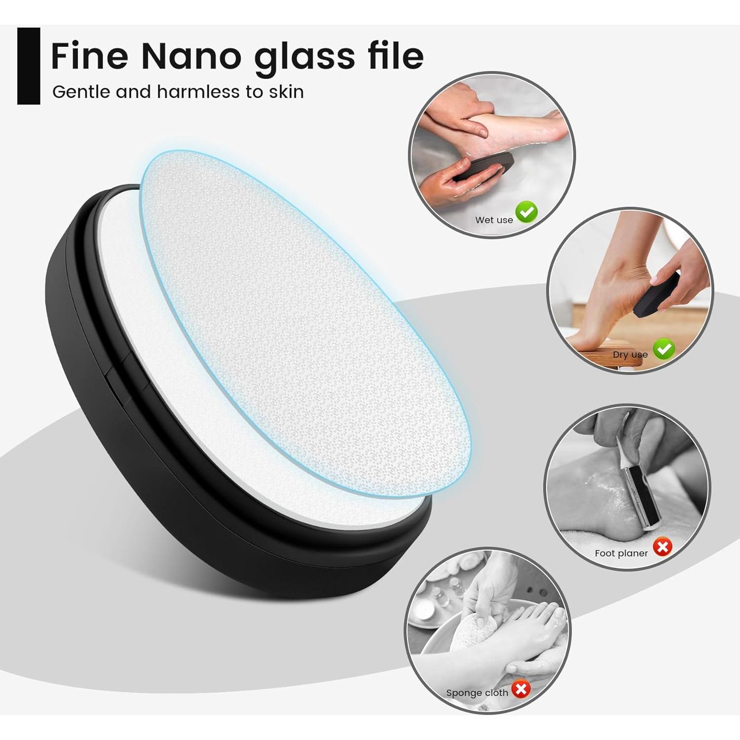 Lima de Pedicura de Vidrio BEZOX Nano - Exfoliante para Pies Negro