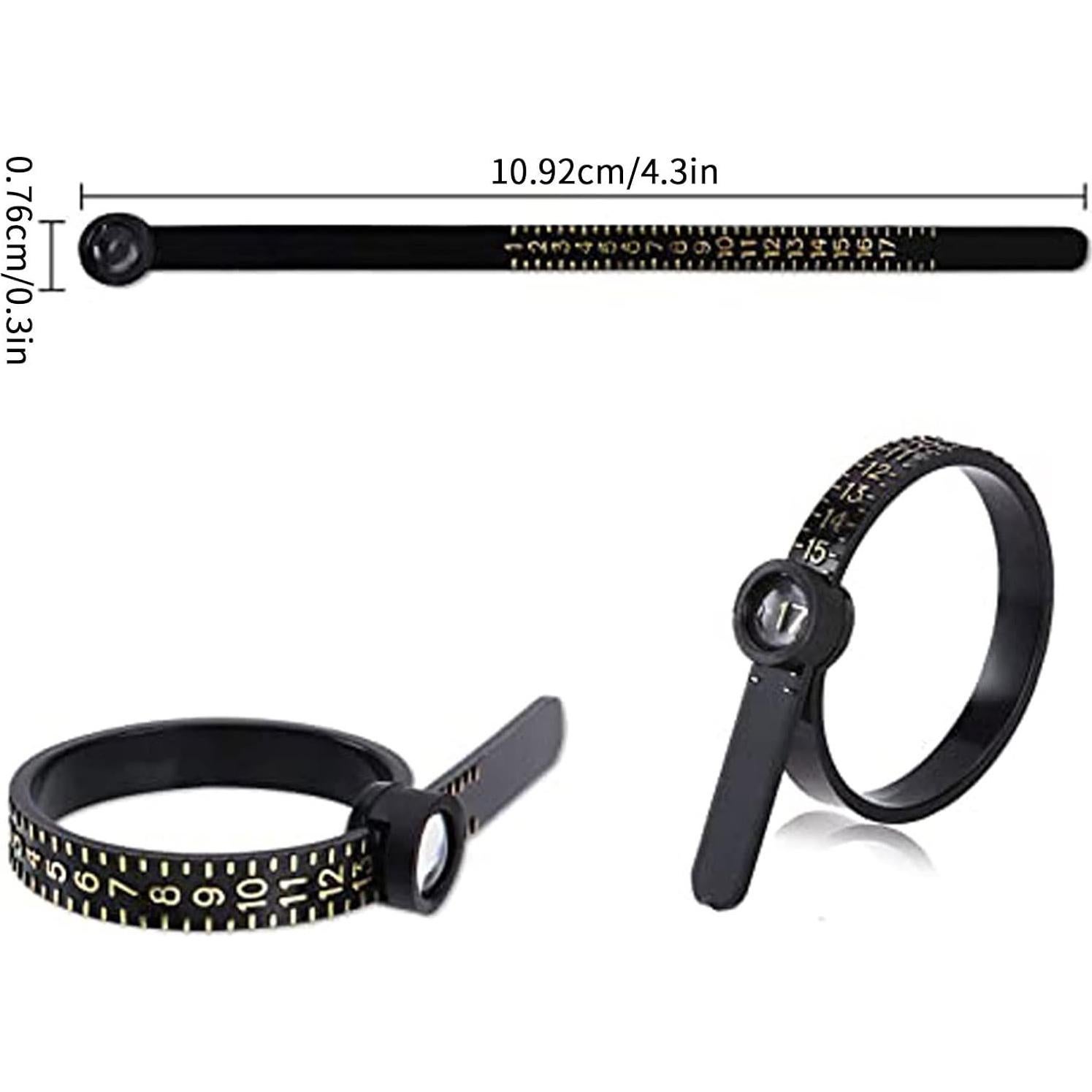 Finger Ring Sizer | Ring Sizer Measuring Set With Magnified Glass - US Size 1-17 Ring Gauges Finger Sizer With Magnified Window, Reusable Ring Measurement Tool For Men And Women