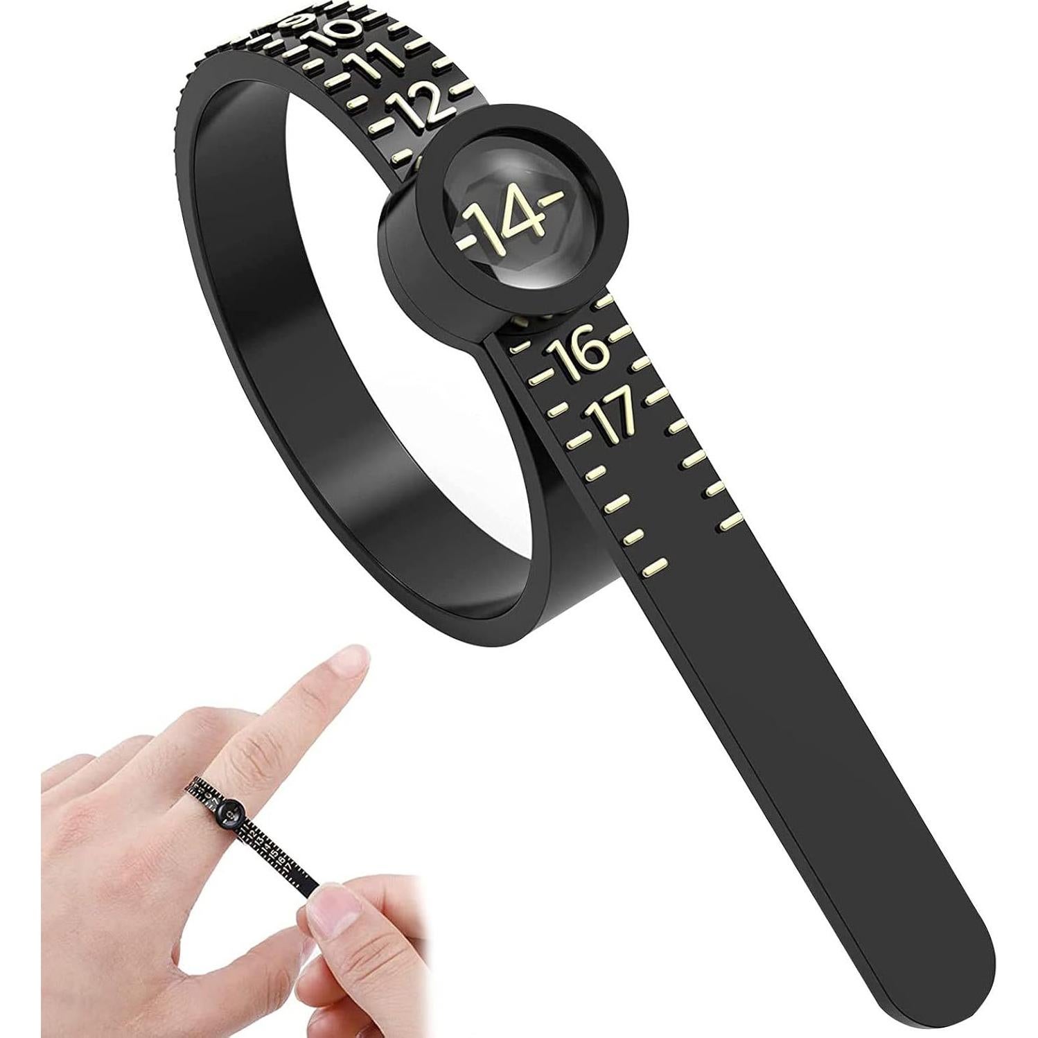 Finger Ring Sizer | Ring Sizer Measuring Set With Magnified Glass - US Size 1-17 Ring Gauges Finger Sizer With Magnified Window, Reusable Ring Measurement Tool For Men And Women