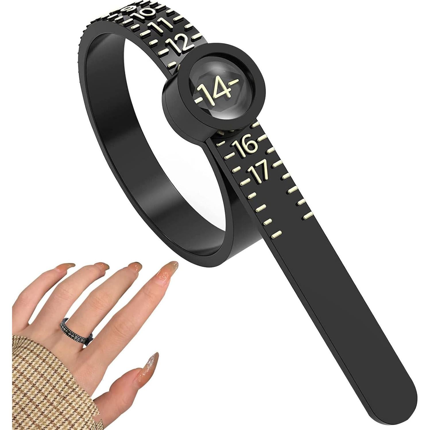 Finger Ring Sizer | Ring Sizer Measuring Set With Magnified Glass - US Size 1-17 Ring Gauges Finger Sizer With Magnified Window, Reusable Ring Measurement Tool For Men And Women