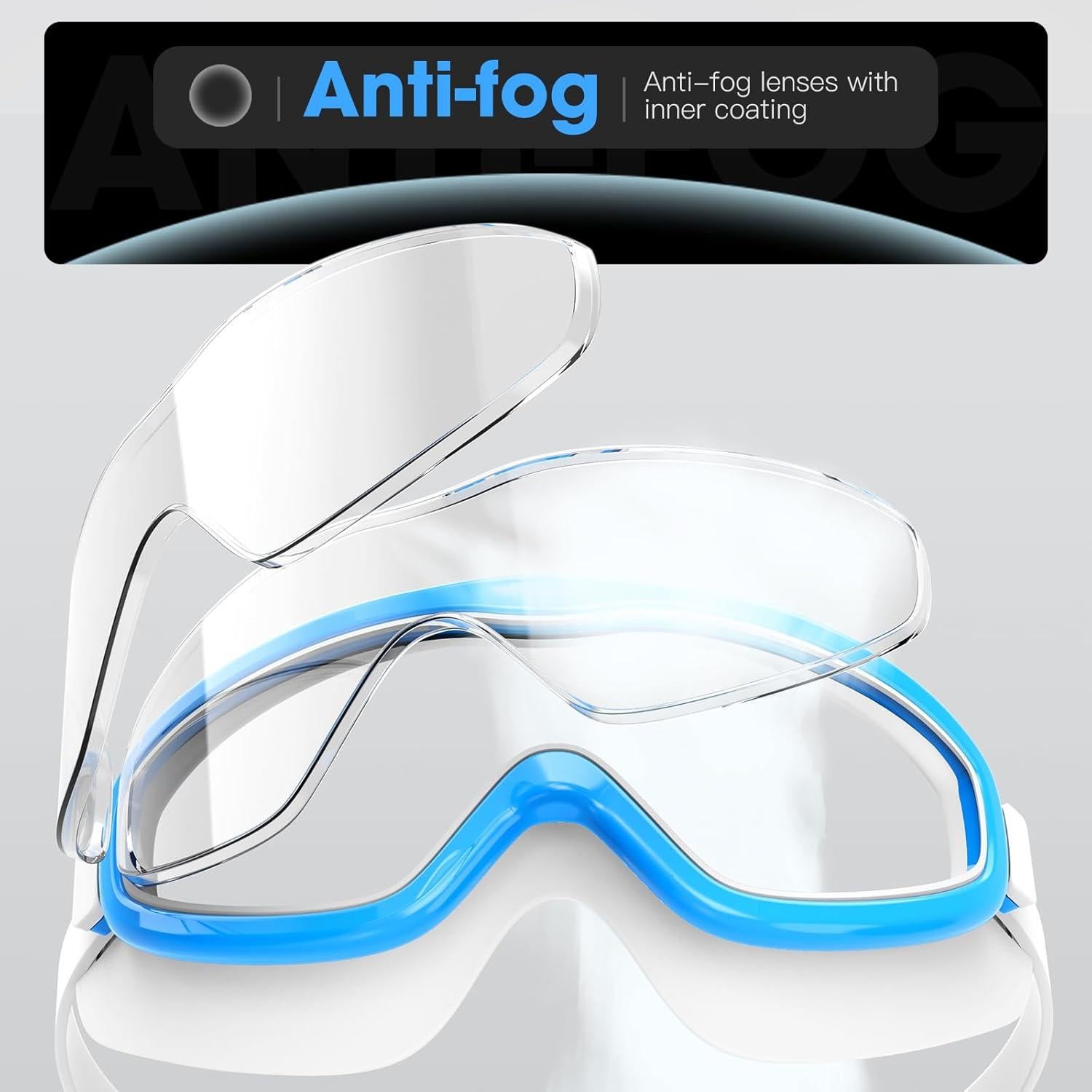 Gafas de natación LOEO para adultos - Paquete de 2, UV 100%