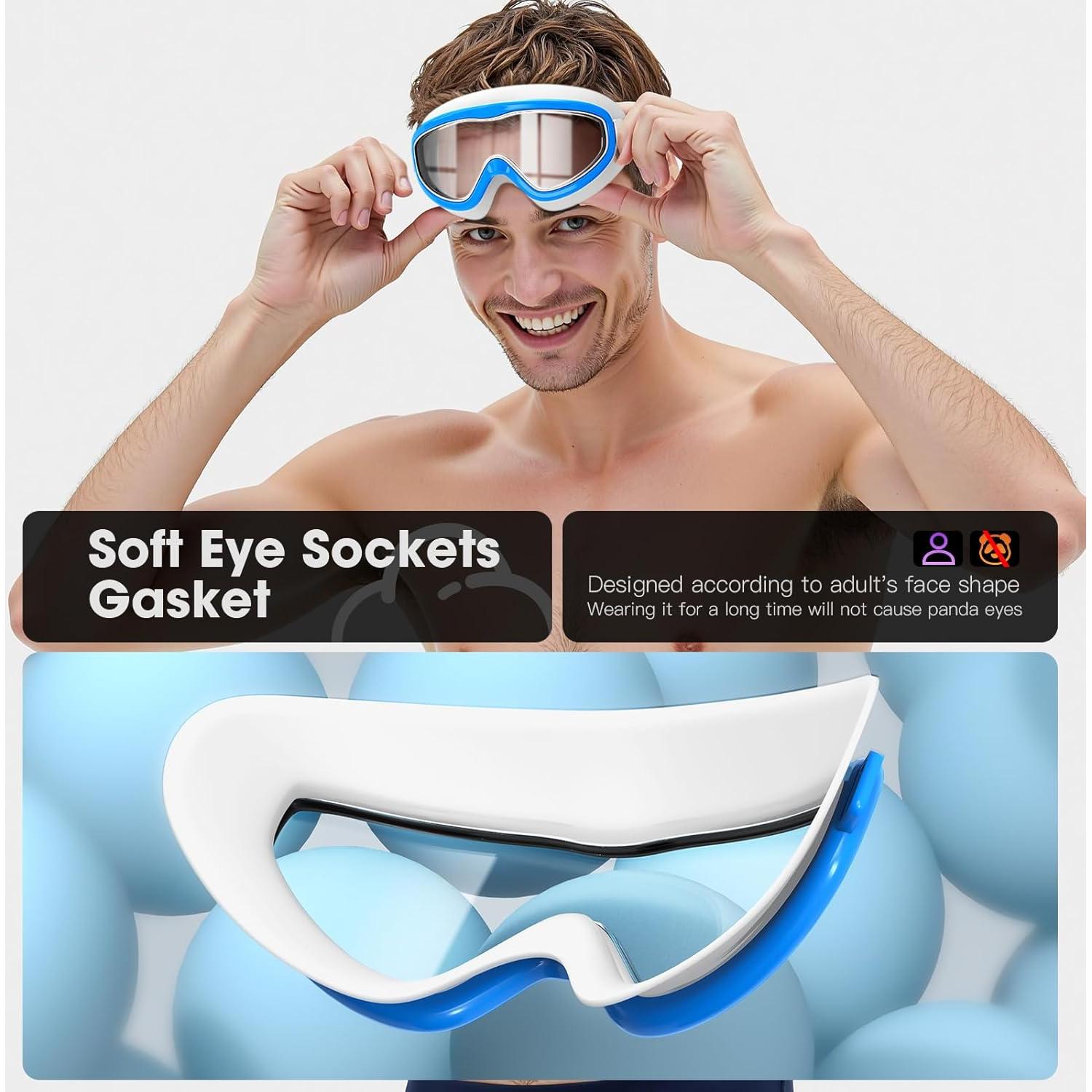 Gafas de natación LOEO para adultos - Paquete de 2, UV 100%