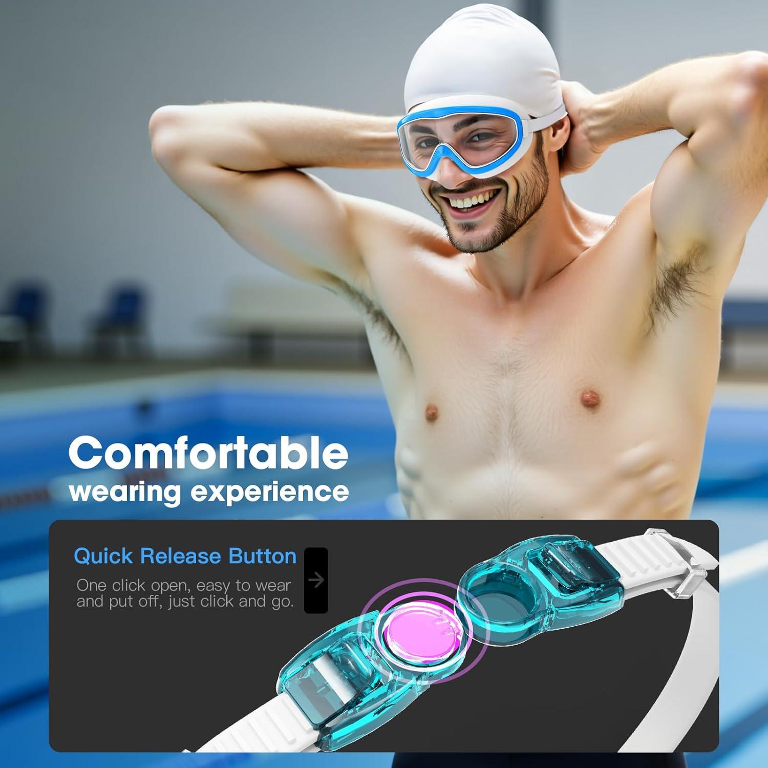 Gafas de natación LOEO para adultos - Paquete de 2, UV 100%