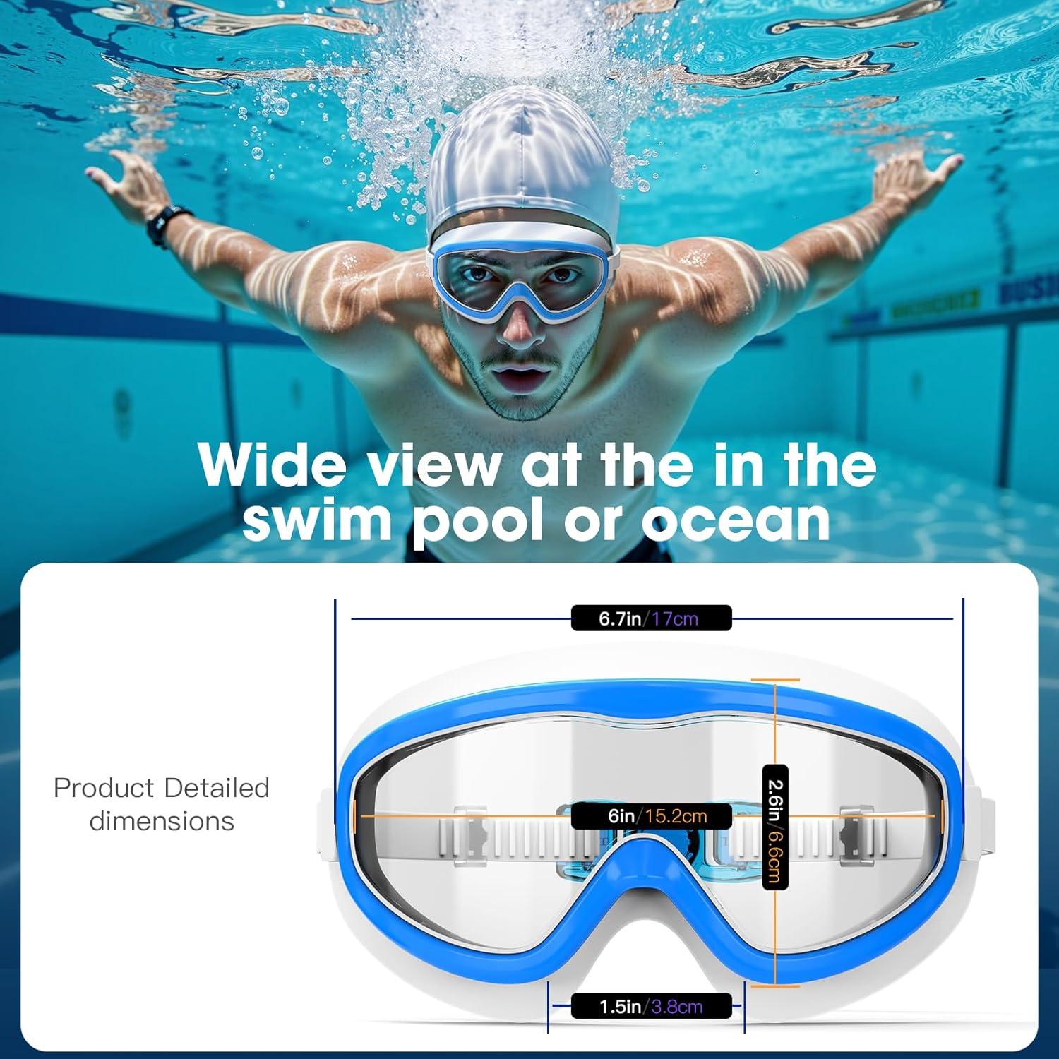 Gafas de natación LOEO para adultos - Paquete de 2, UV 100%