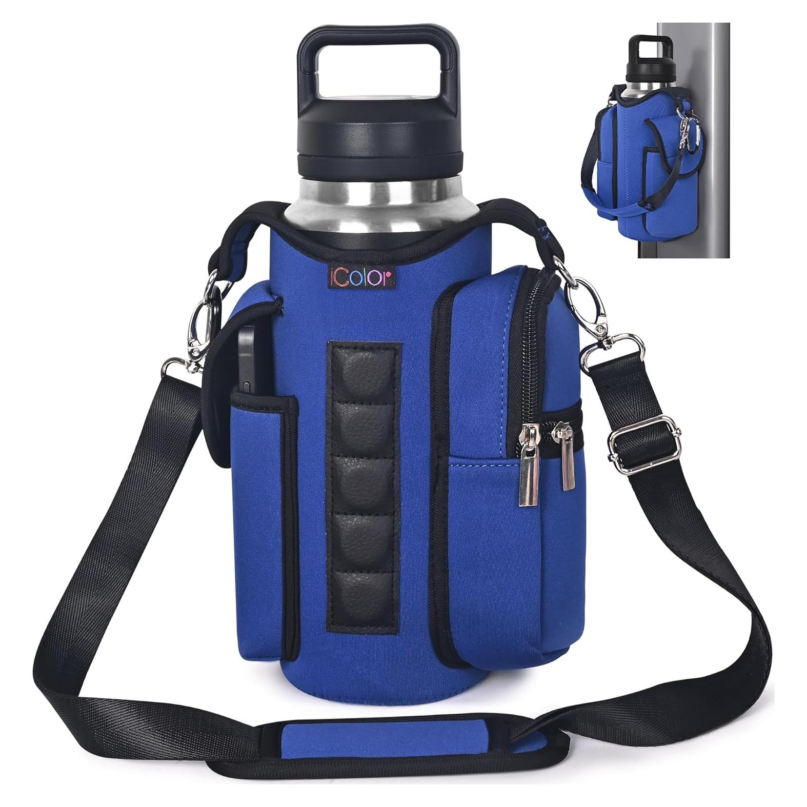 icolor Bolsa de Gimnasio Magnética Portabotellas con Bolsillos