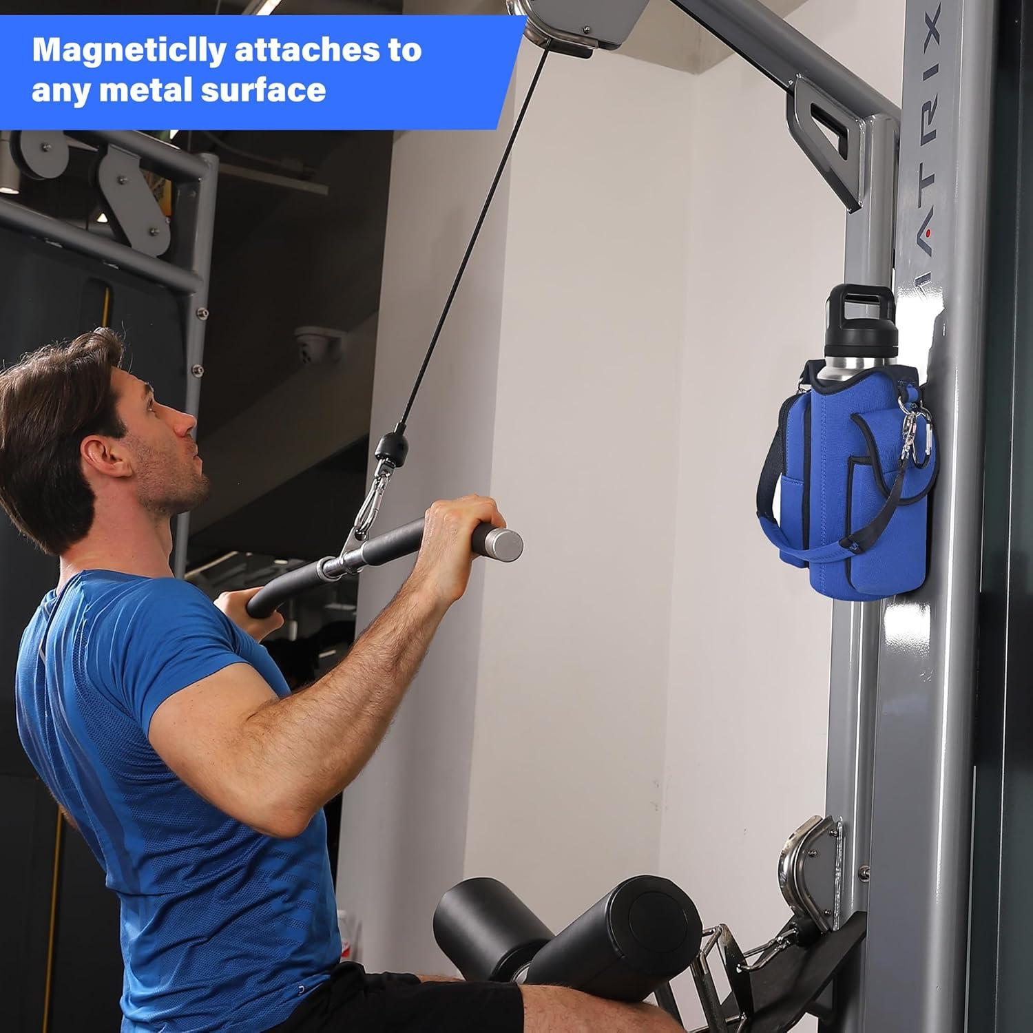 icolor Bolsa de Gimnasio Magnética Portabotellas con Bolsillos