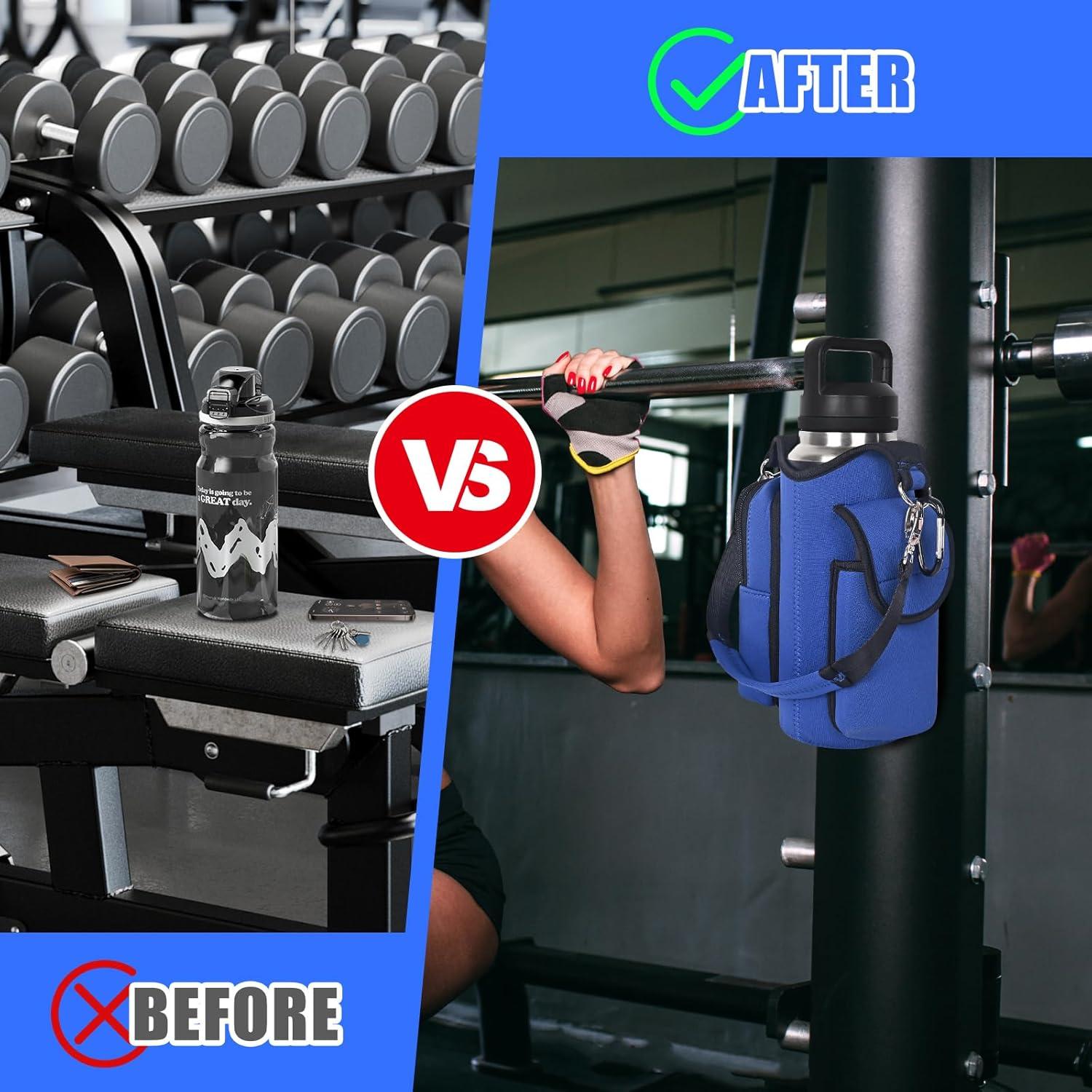 icolor Bolsa de Gimnasio Magnética Portabotellas con Bolsillos