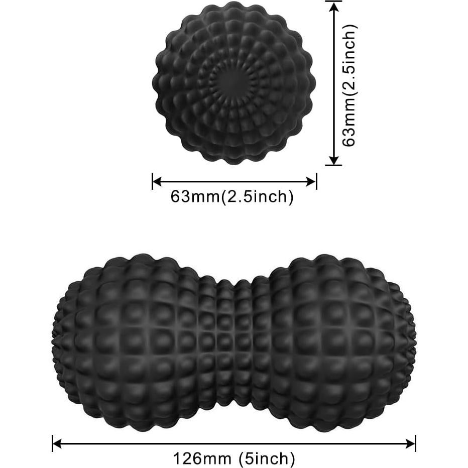 Bola de Masaje de Cacahuate SELEWARE Negro - Rodillo Doble para Espalda y Cuello