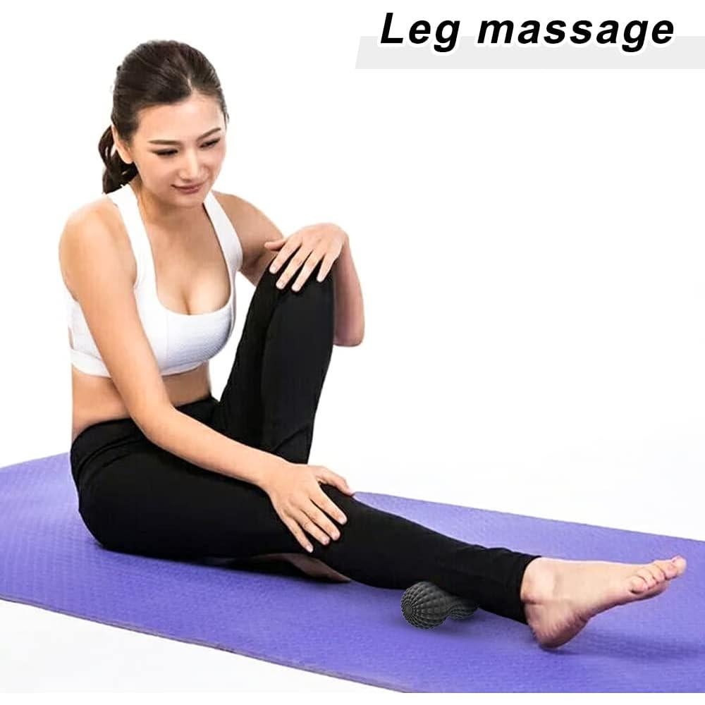 Bola de Masaje de Cacahuate SELEWARE Negro - Rodillo Doble para Espalda y Cuello