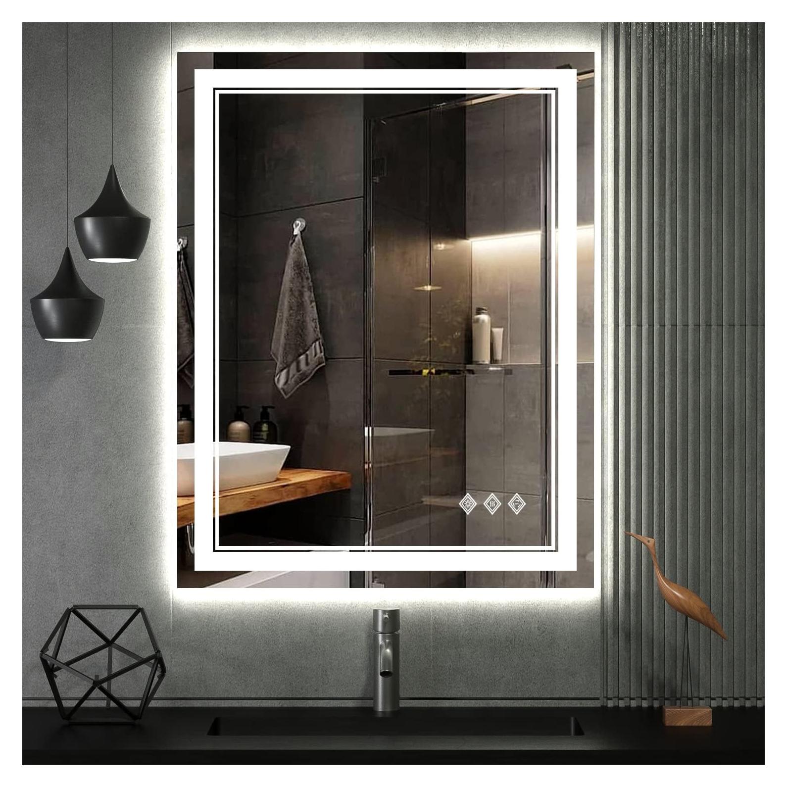 Espejo de Baño LED VanPokins 81x61 cm Anti-Niebla y Regulable
