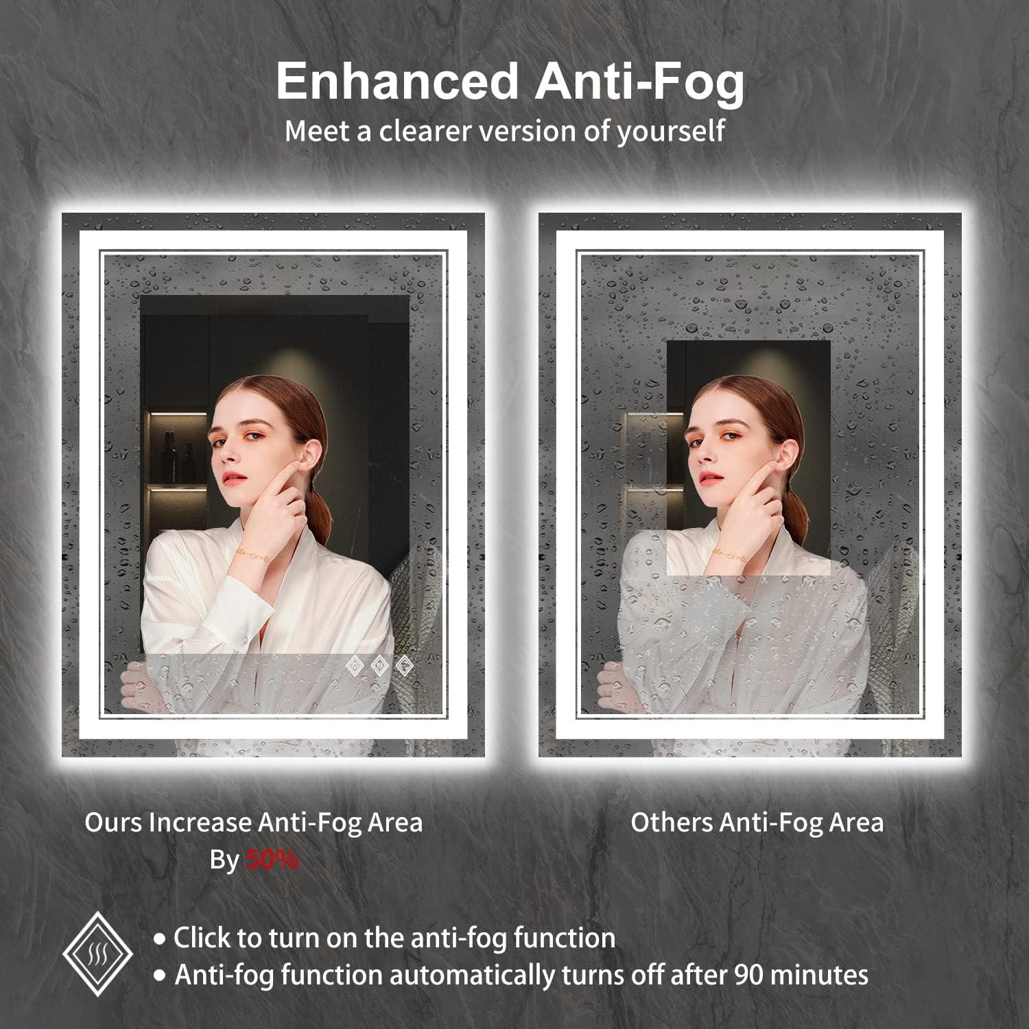 Espejo de Baño LED VanPokins 81x61 cm Anti-Niebla y Regulable