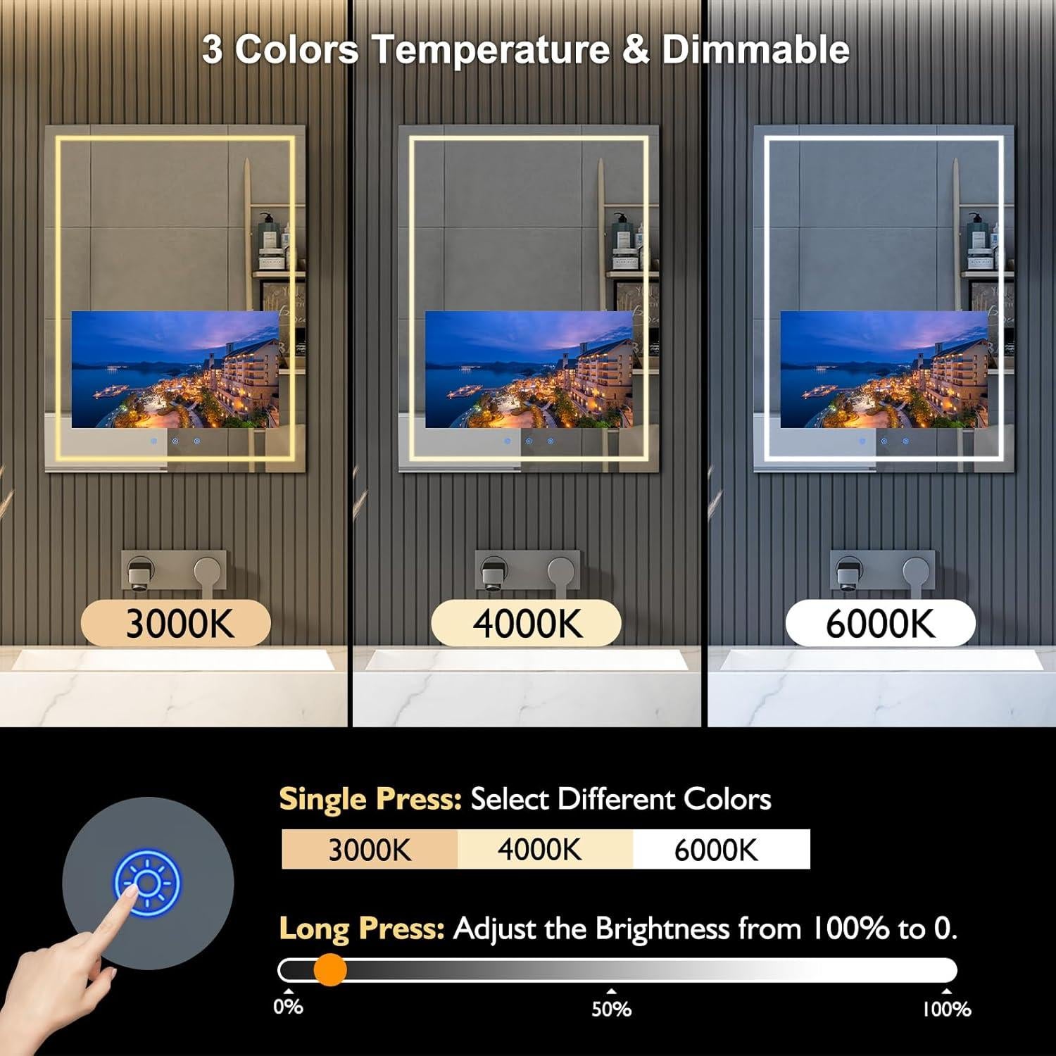 Espejo de Baño Inteligente Haocrown 81x61 cm con TV 21.5"