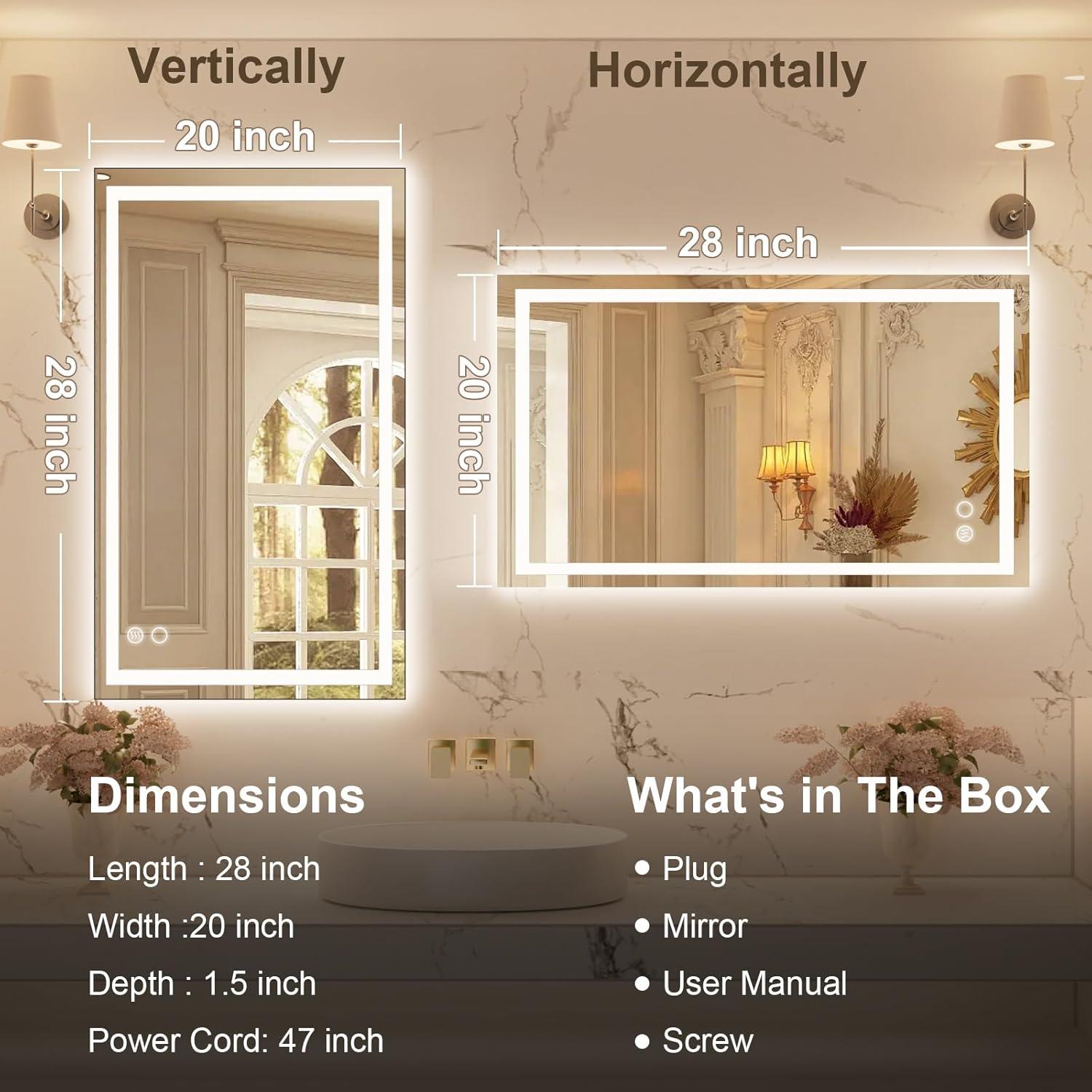 Espejo de Baño LED Jing Yi Ming Jing 50.8x71.1 cm Anti-vaho