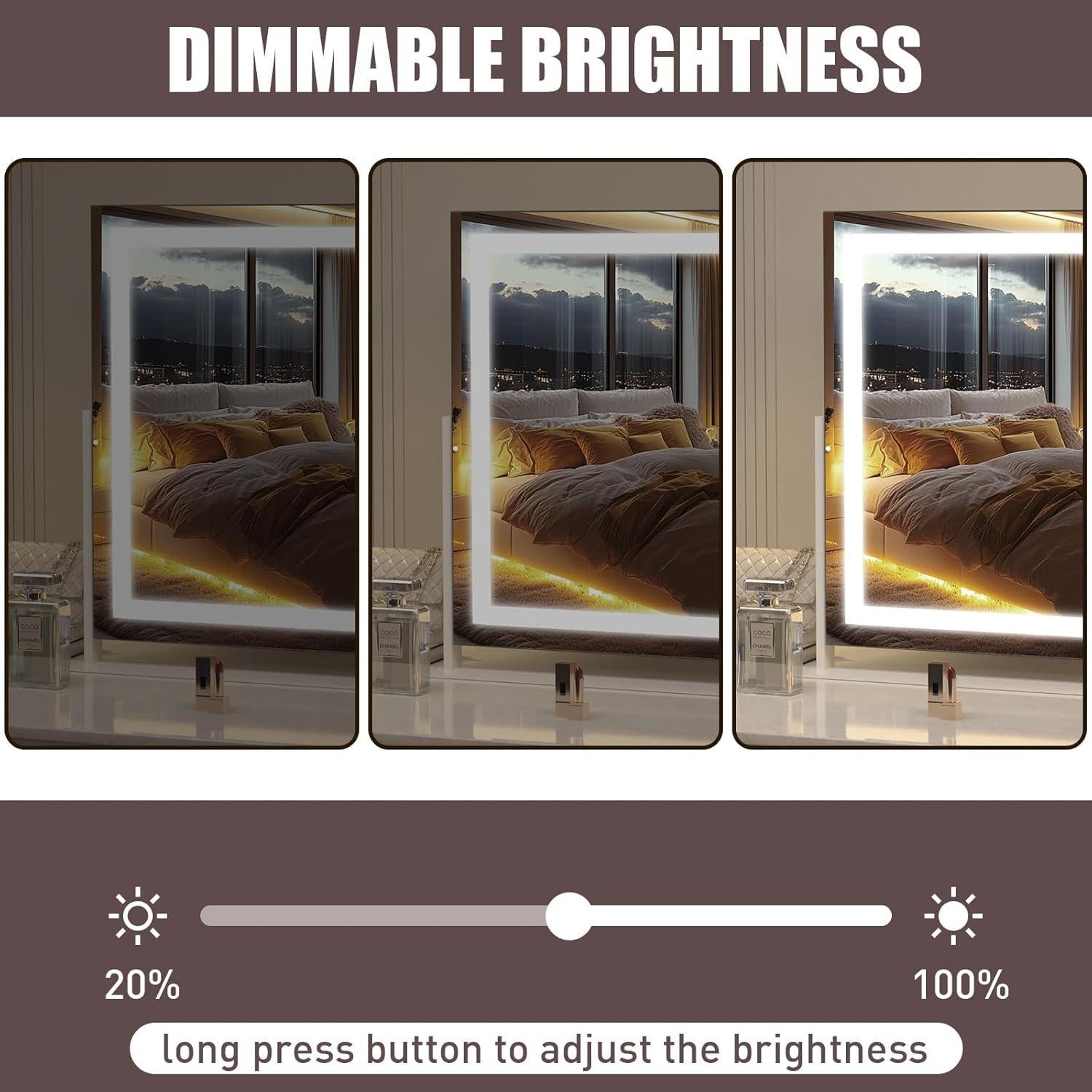 Espejo de Tocador AOBEO con Luces LED y Altavoz Bluetooth 58.4x45.7cm