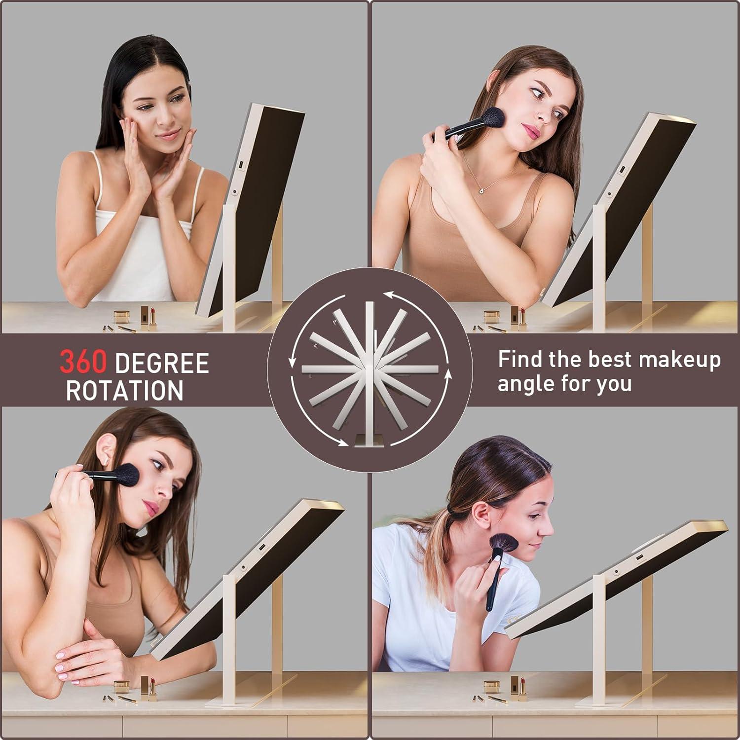 Espejo de Tocador AOBEO con Luces LED y Altavoz Bluetooth 58.4x45.7cm