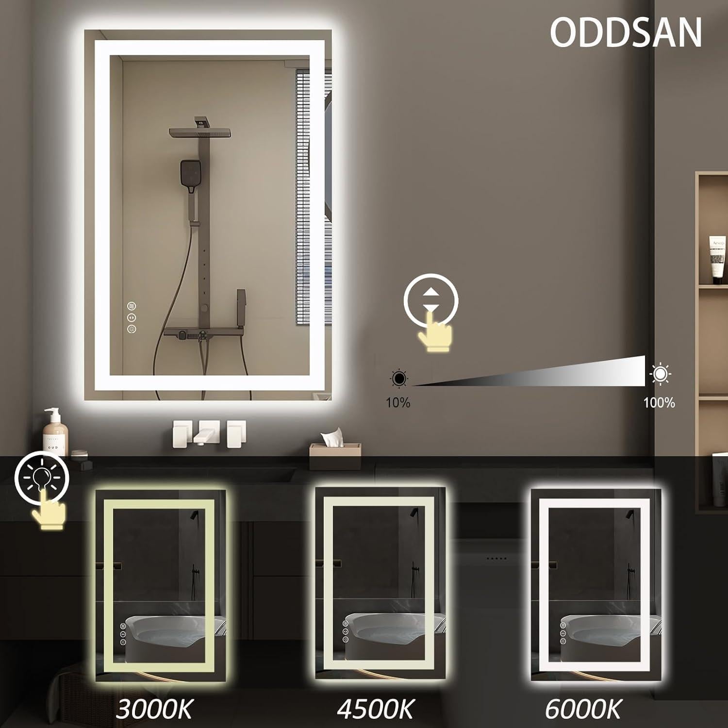 Espejo Iluminado ODDSAN 121.9x81.3 cm Anti-Niebla Regulable