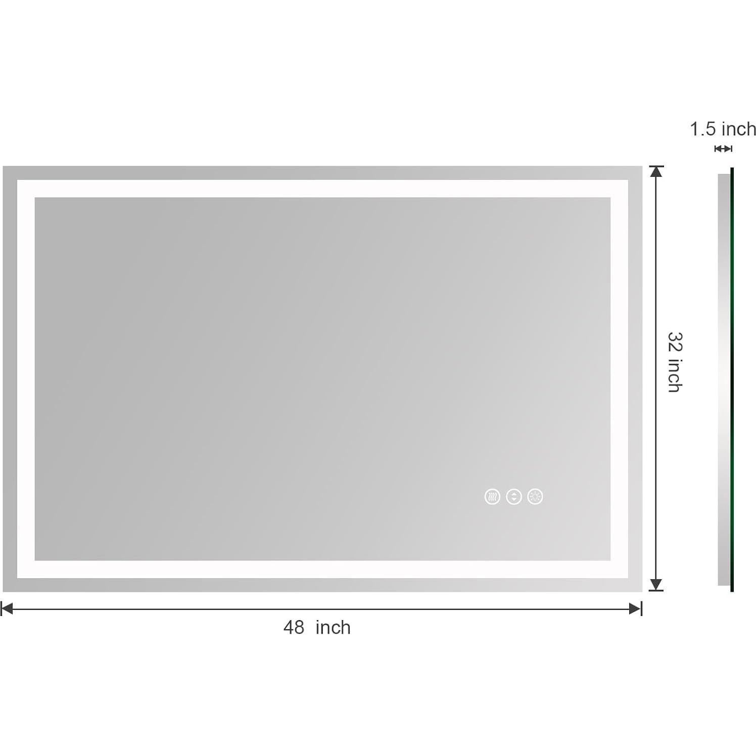 Espejo Iluminado ODDSAN 121.9x81.3 cm Anti-Niebla Regulable