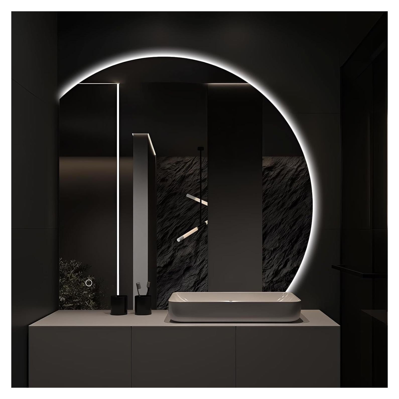 Espejo LED Niccy Media Luna 88.9 cm Anti-Niebla y A Prueba de Roturas