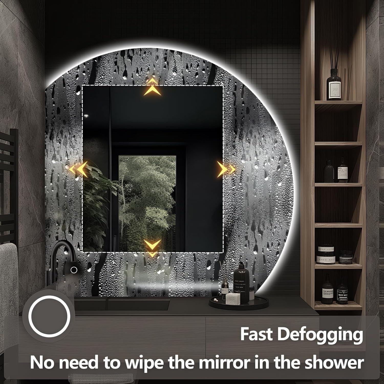 Espejo LED Niccy Media Luna 88.9 cm Anti-Niebla y A Prueba de Roturas