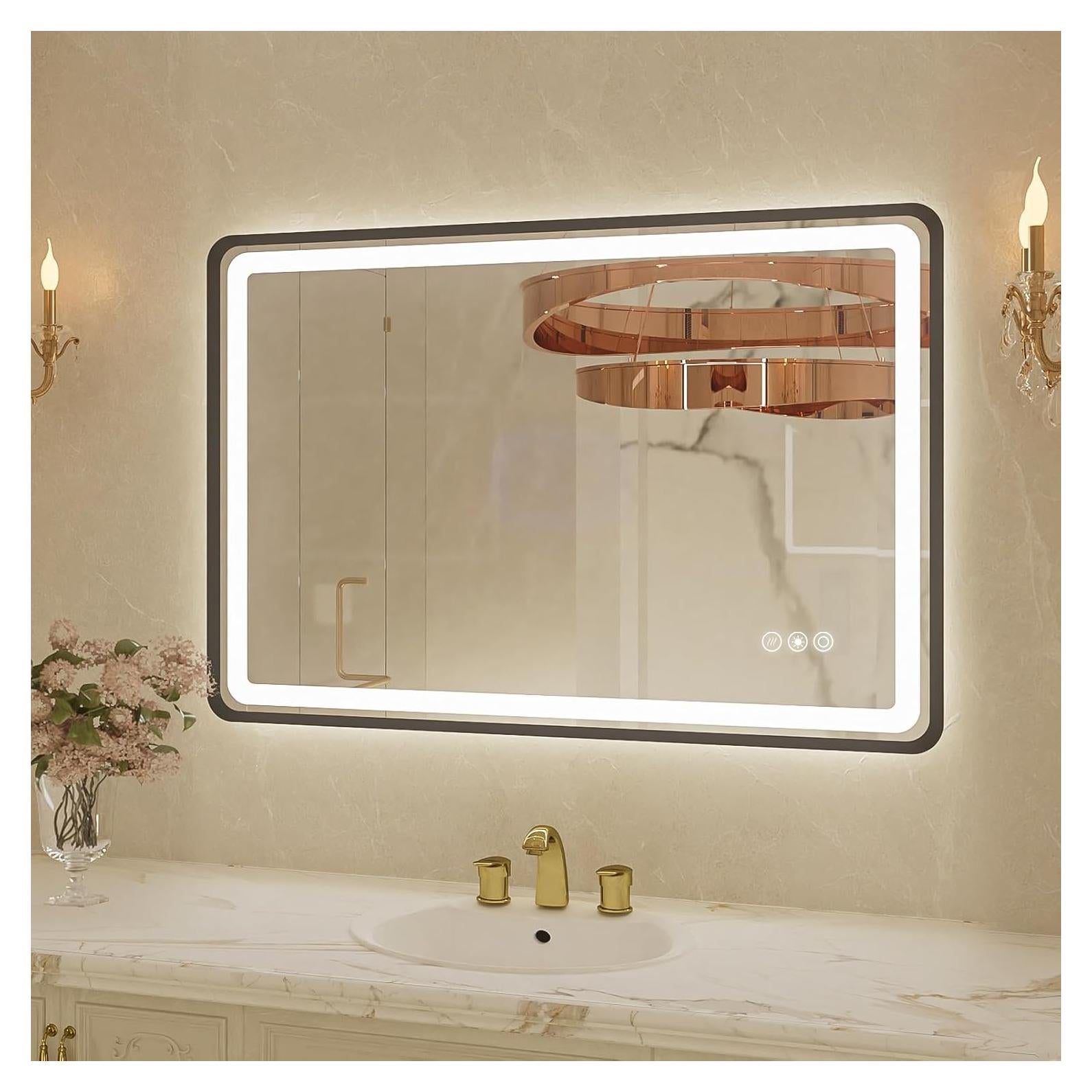 Espejo de Baño LED Jing Yi Ming Jing 61x91 cm Negro Regulable