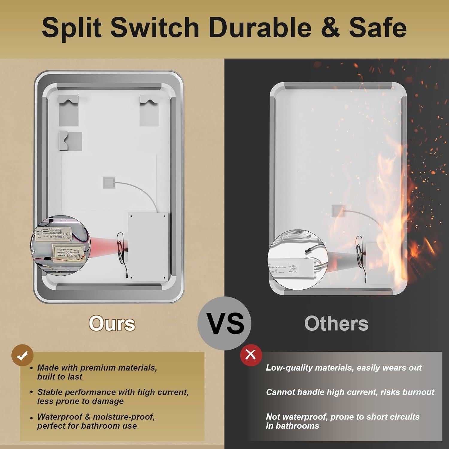 Espejo de Baño LED Jing Yi Ming Jing 61x91 cm Negro Regulable