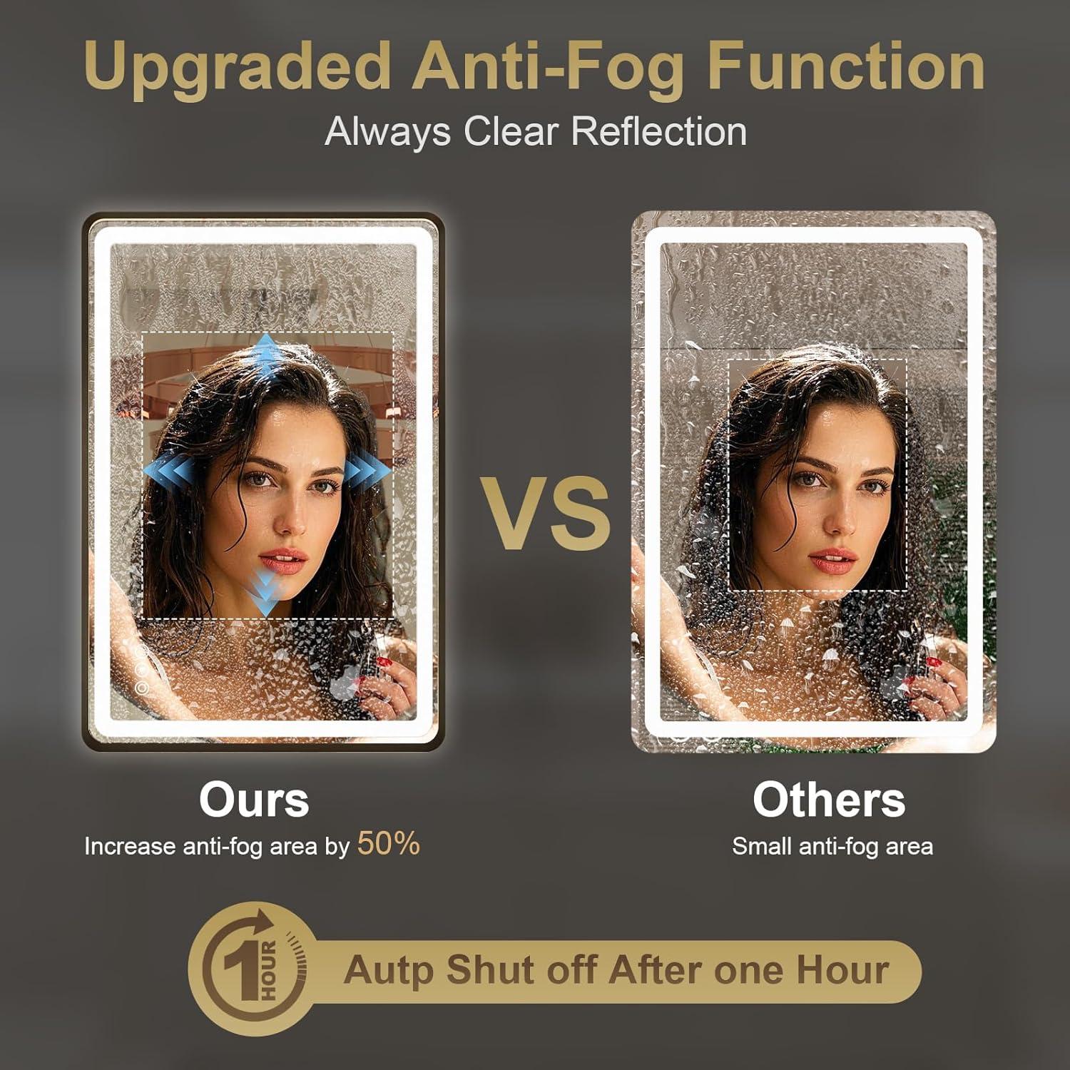 Espejo de Baño LED Jing Yi Ming Jing 61x91 cm Negro Regulable