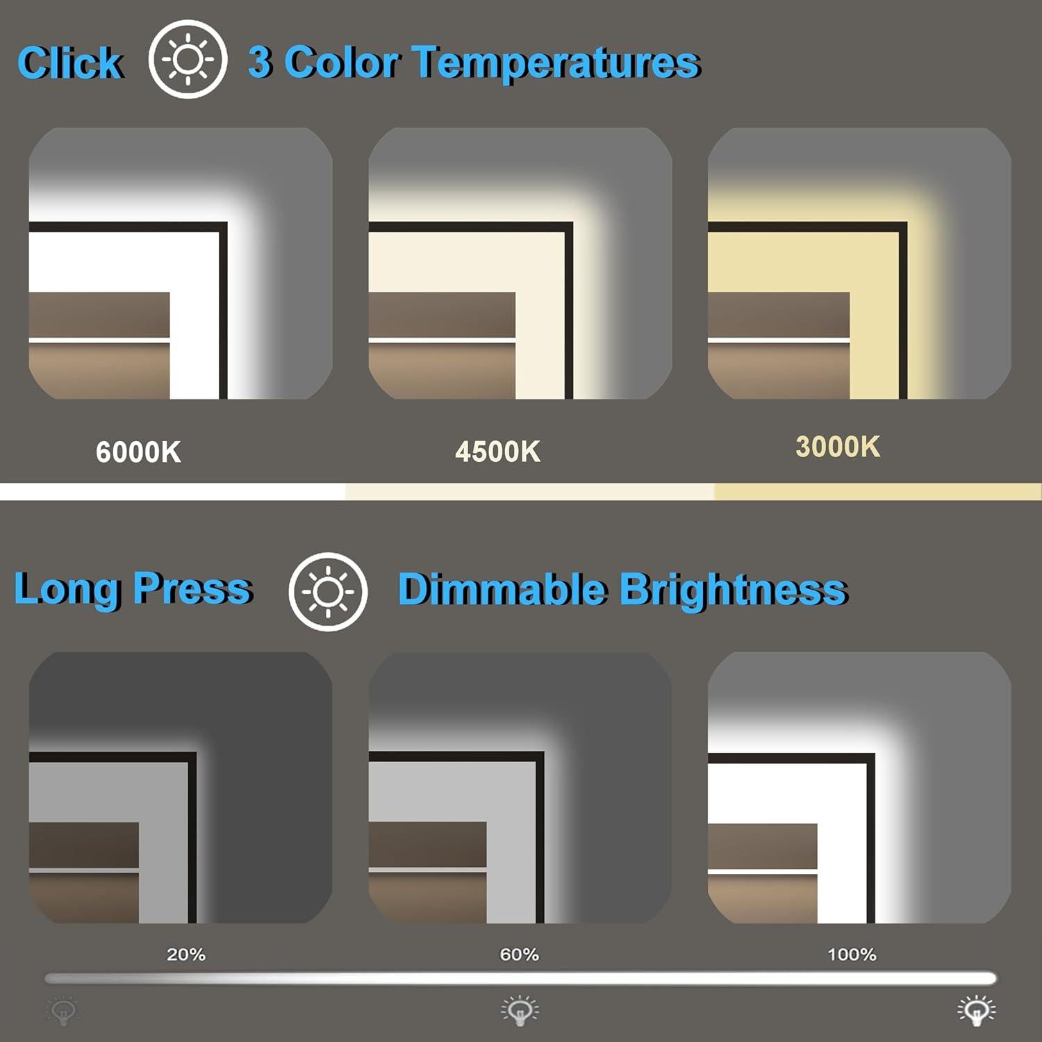 Espejo LED para Baño 20x28" Viechanro con Sensor de Movimiento