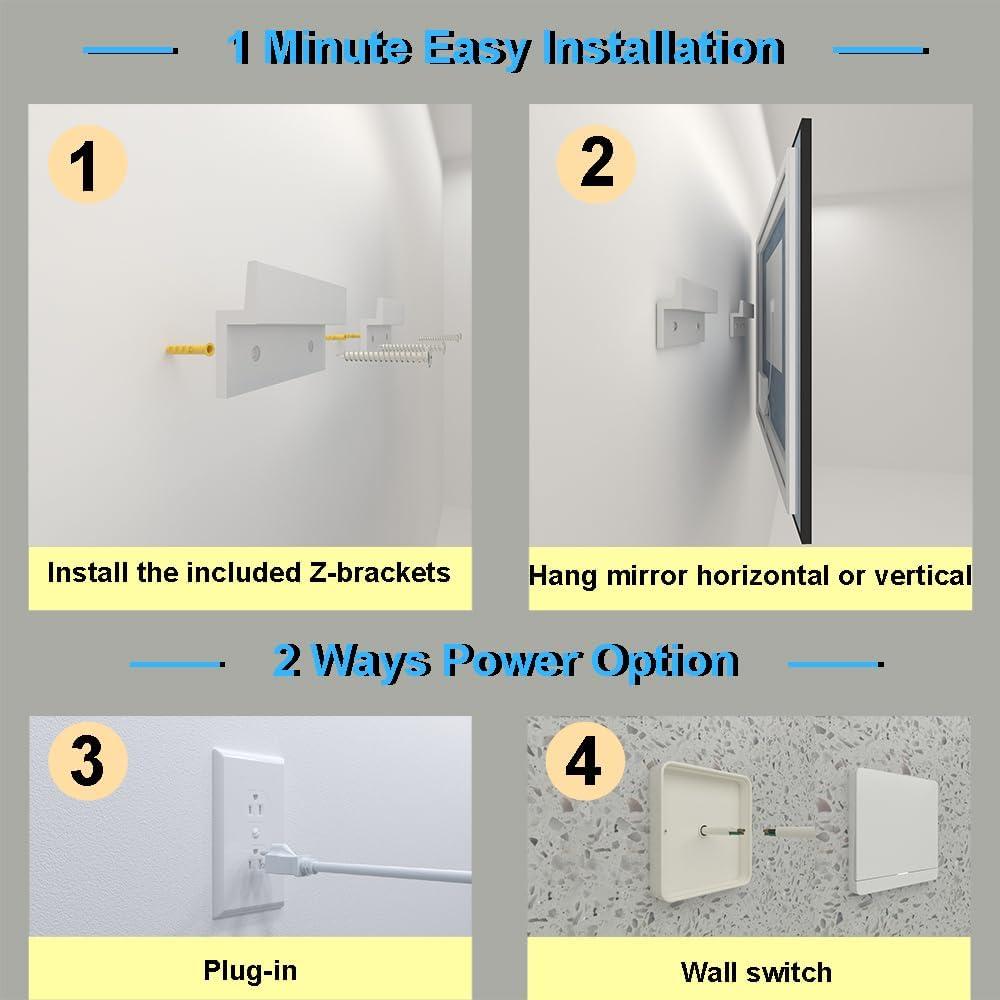 Espejo LED para Baño 20x28" Viechanro con Sensor de Movimiento