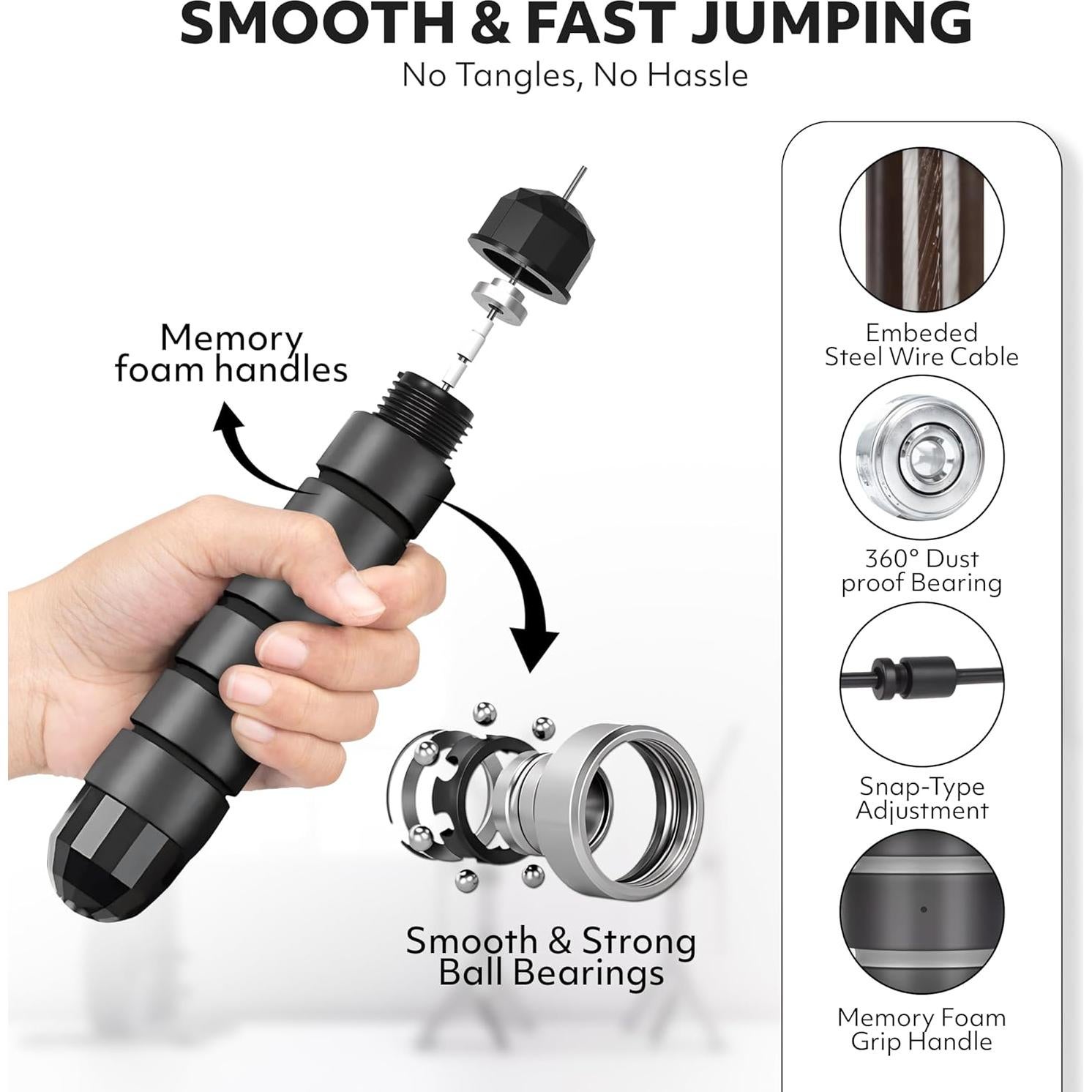 Cuerda de Saltar Ajustable Genérico 280 cm - Mango de Espuma