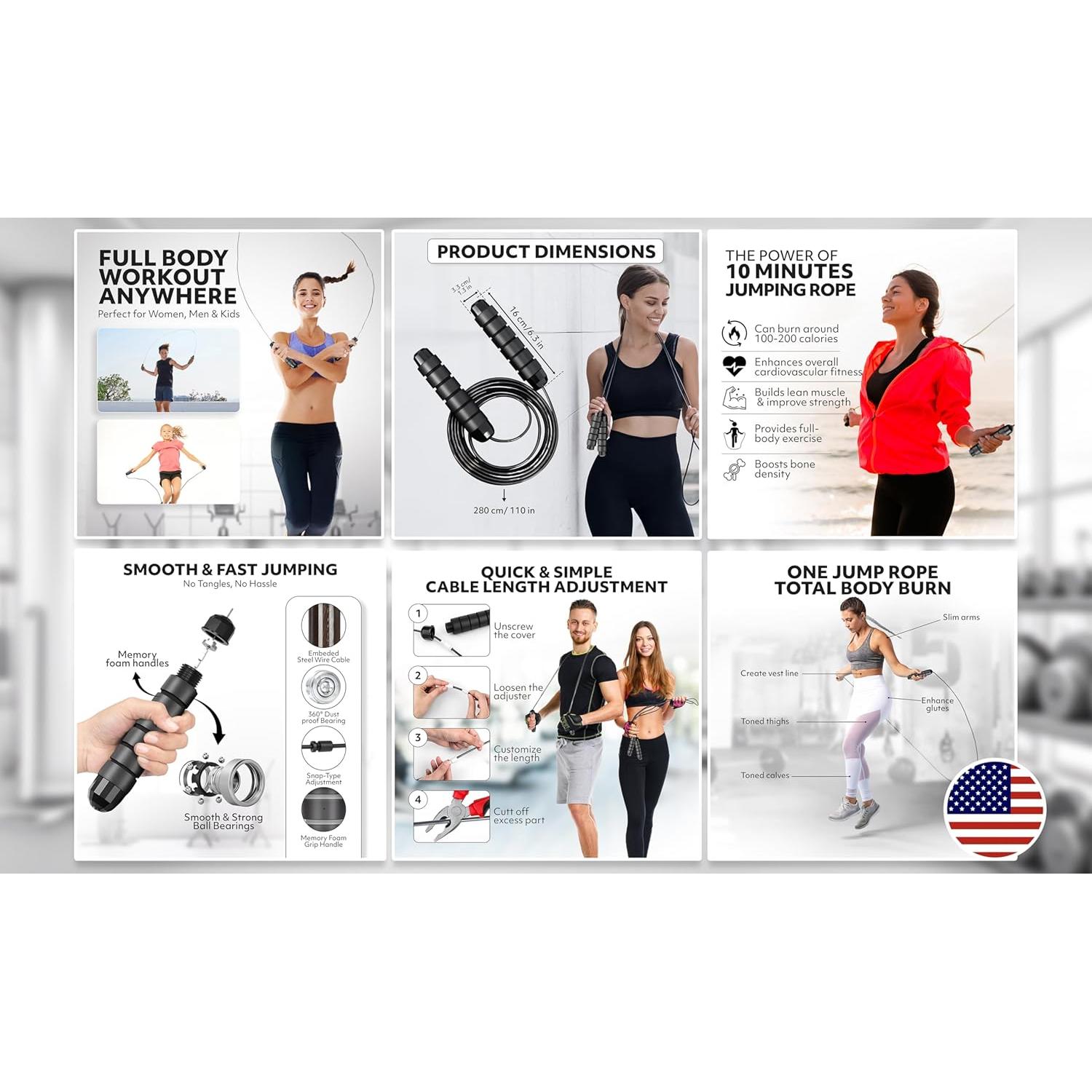 Cuerda de Saltar Ajustable Genérico 280 cm - Mango de Espuma