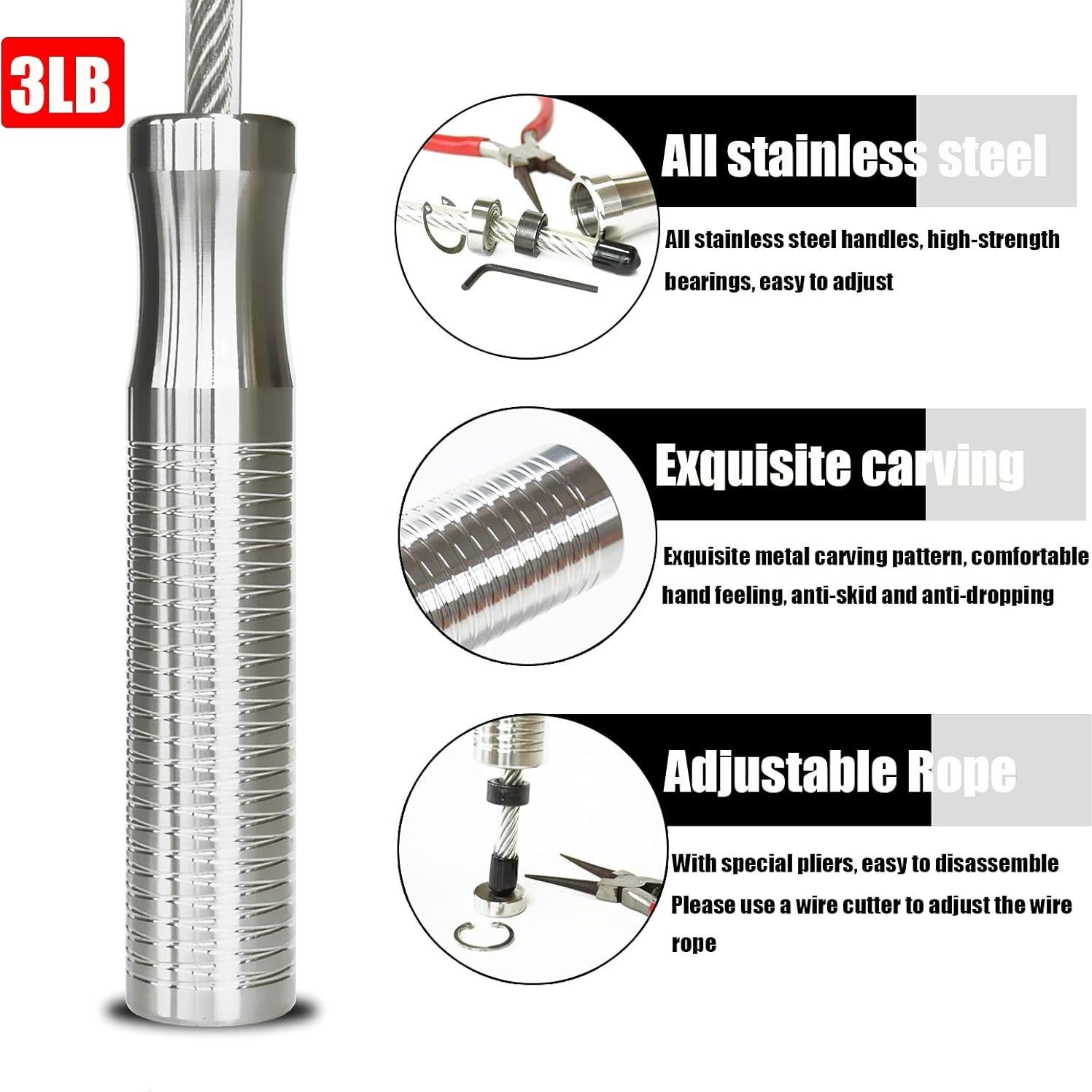 Cuerda de Salto Pesada Ahomie 304.8cm Ajustable Acero Inoxidable