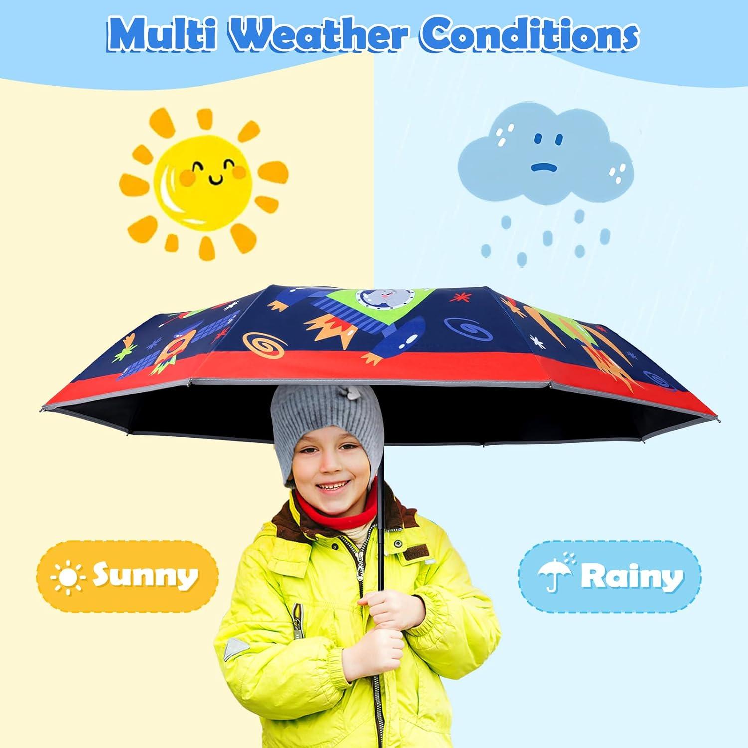 Paraguas Plegable Automático para Niños Nave Espacial 30cm