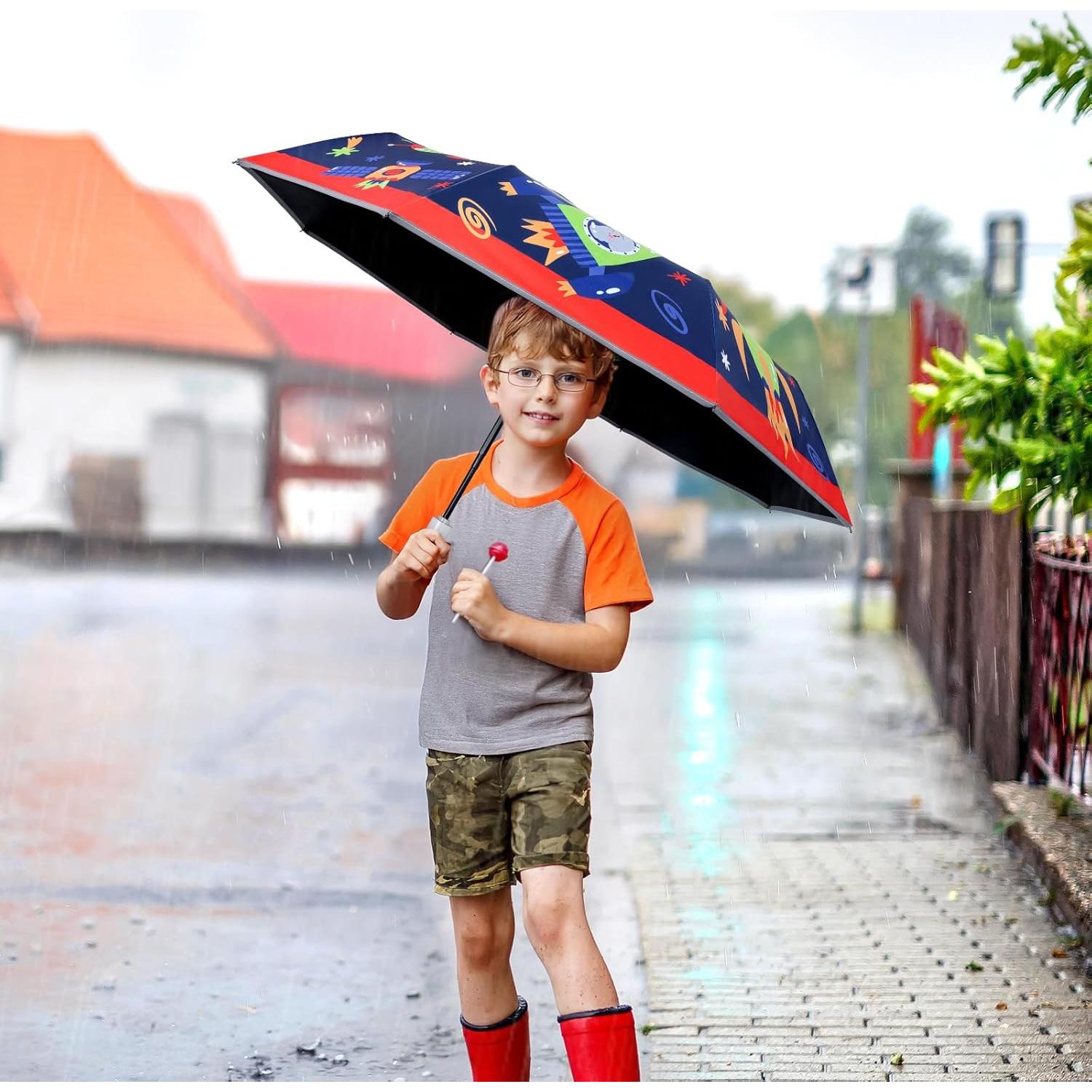 Paraguas Plegable Automático para Niños Nave Espacial 30cm