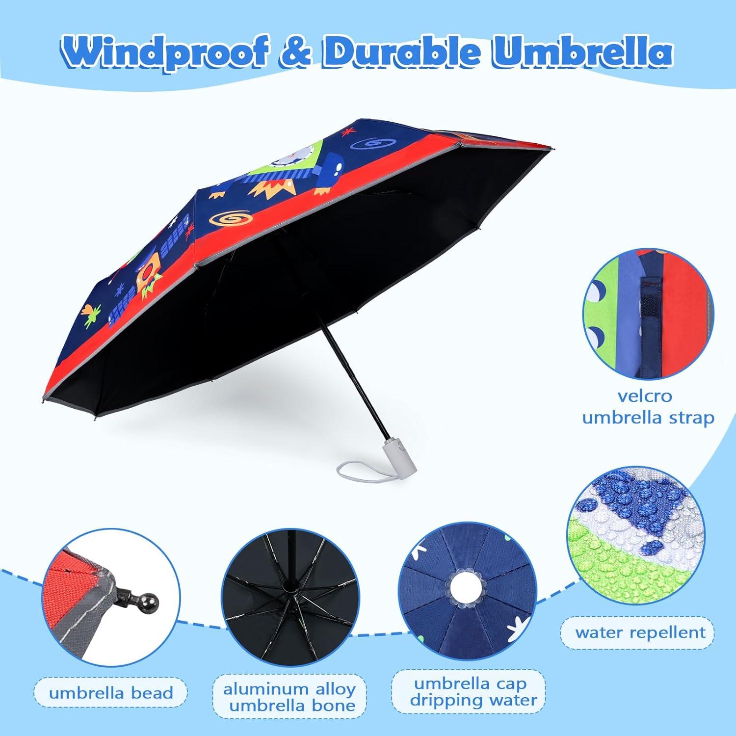 Paraguas Plegable Automático para Niños Nave Espacial 30cm