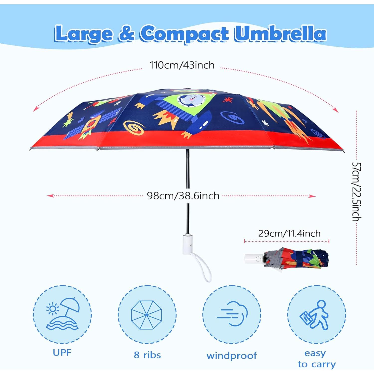 Paraguas Plegable Automático para Niños Nave Espacial 30cm