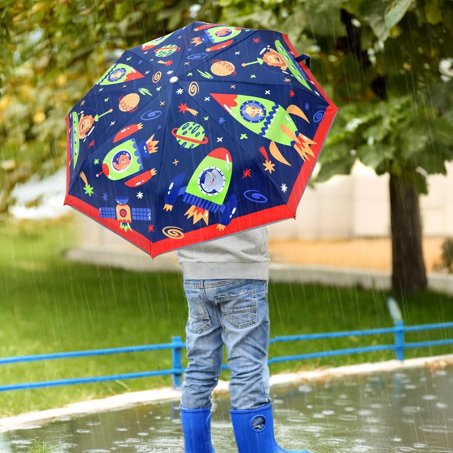 Paraguas Plegable Automático para Niños Nave Espacial 30cm