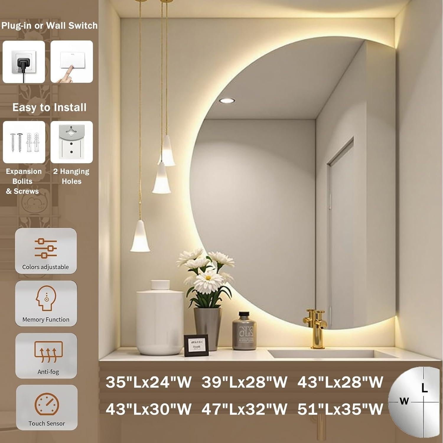 Espejo de Baño Inteligente JTZEA 89x61cm LED Anti-vaho