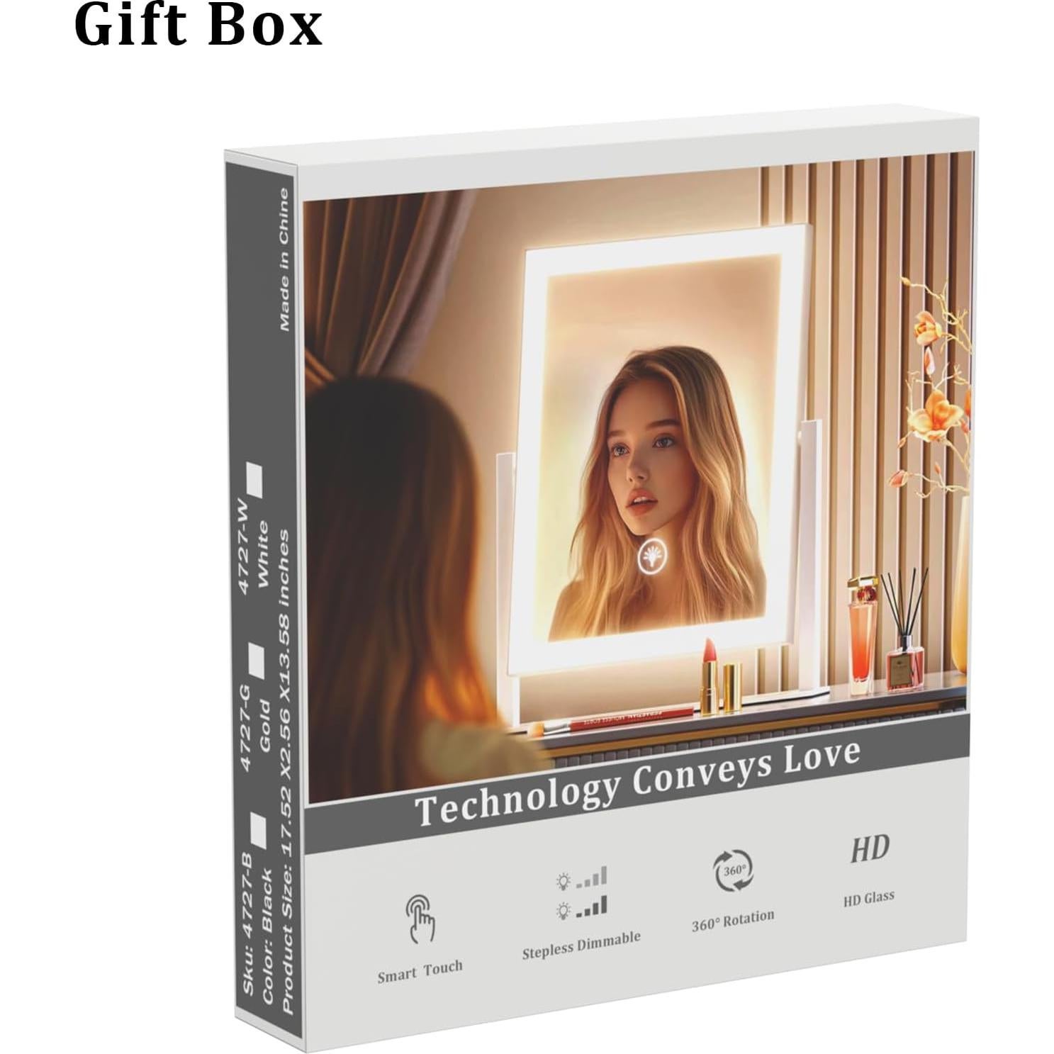 Espejo de Maquillaje Iluminado Gvnkvn 43.6x34.5 cm 3 Modos