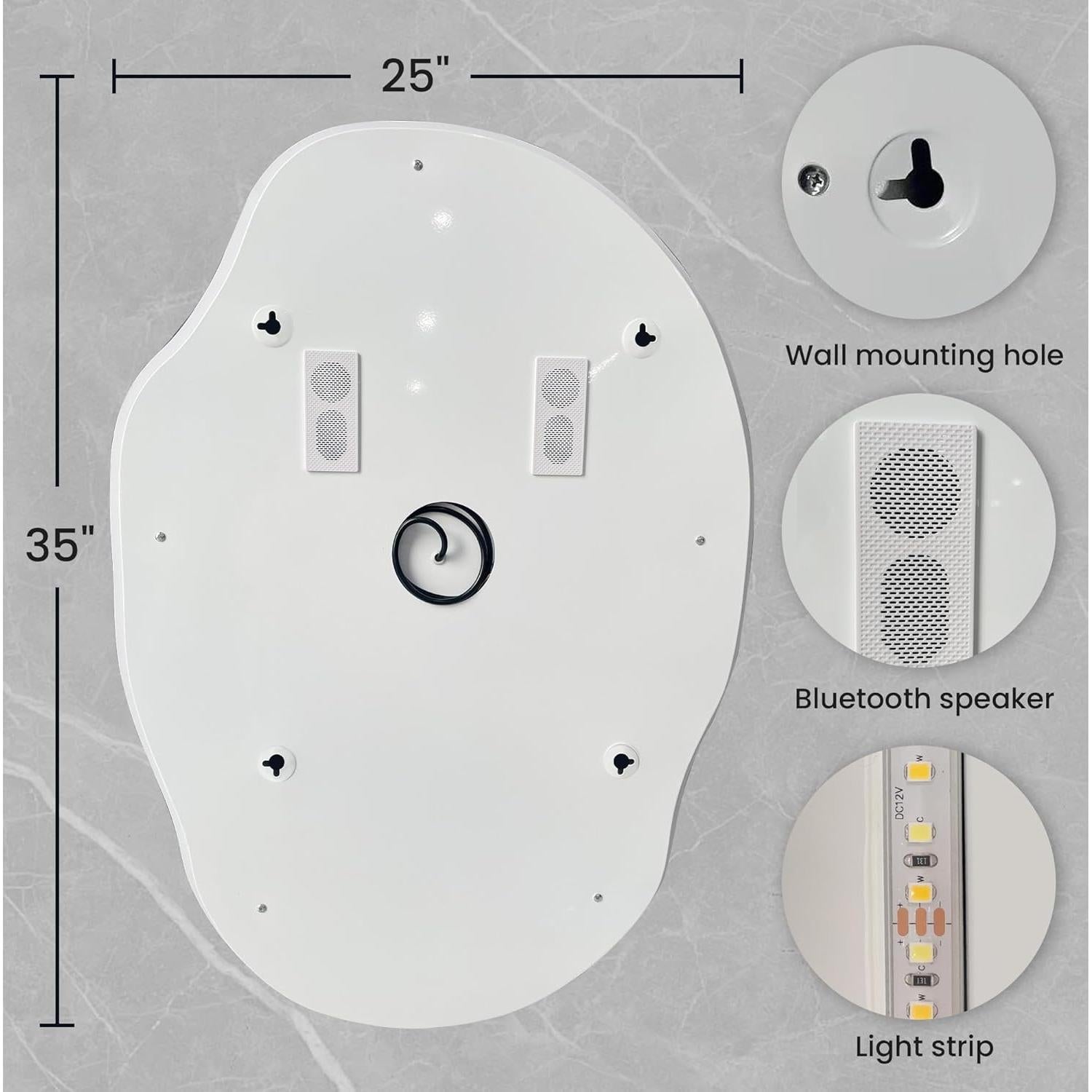Espejo LED Habison 88.9x63.5 cm con Bluetooth y Anti-Niebla
