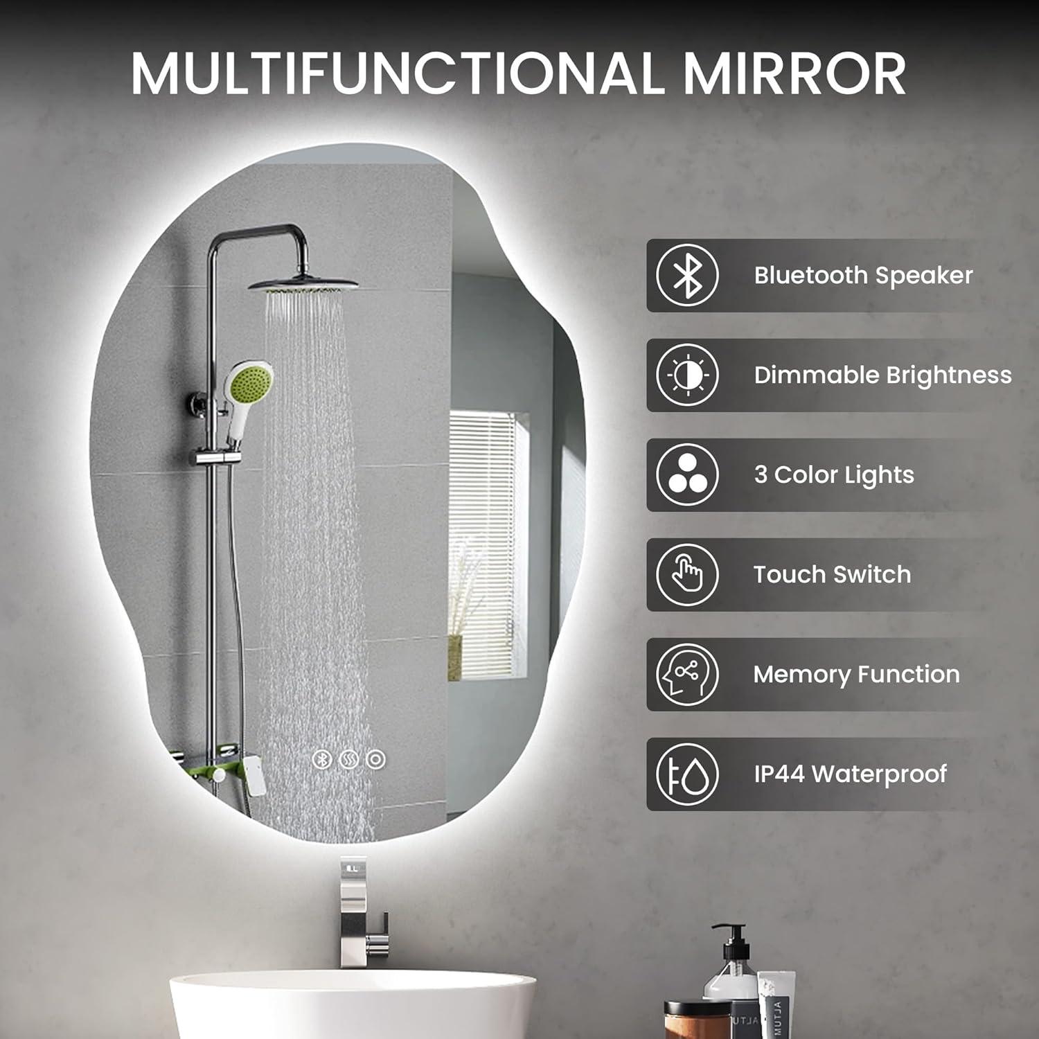 Espejo LED Habison 88.9x63.5 cm con Bluetooth y Anti-Niebla