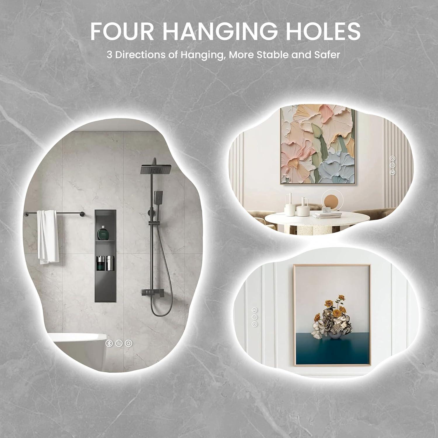 Espejo LED Habison 88.9x63.5 cm con Bluetooth y Anti-Niebla