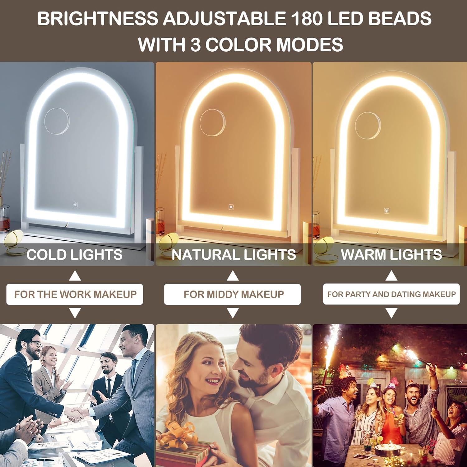 Espejo de Maquillaje Iluminado Gvnkvn 43.7x34.5cm 5X Aumento