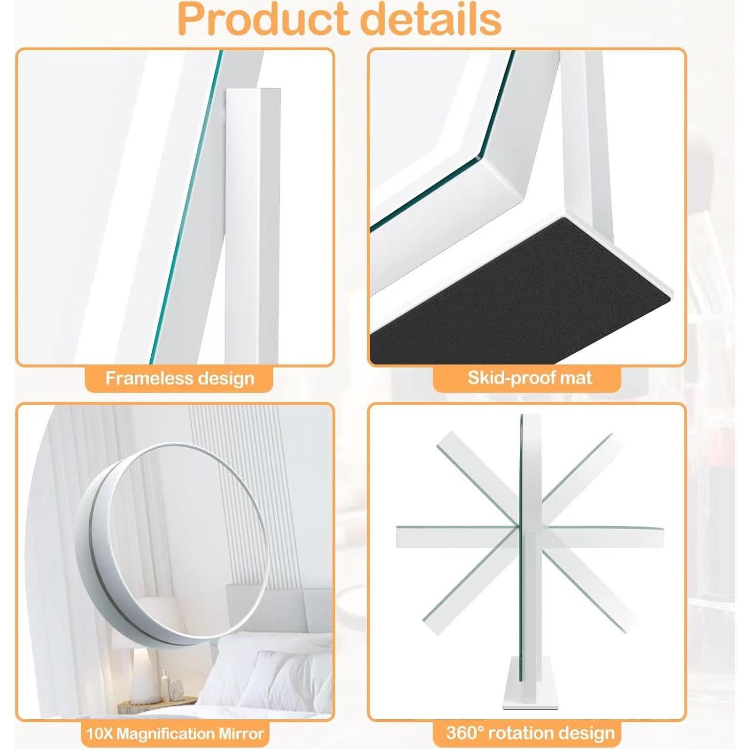 Espejo de Maquillaje Iluminado Gvnkvn 43.7x34.5cm 5X Aumento