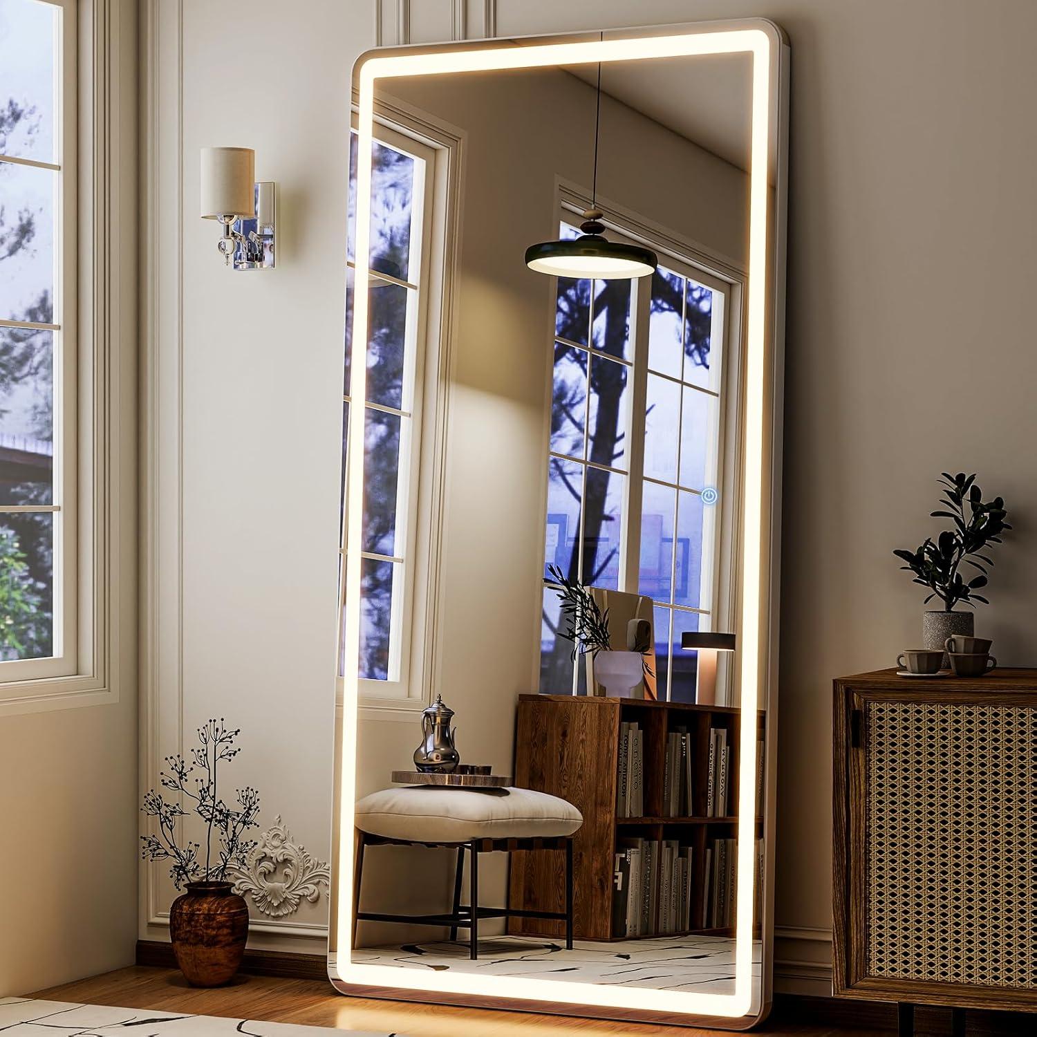 Espejo LED de Longitud Completa GLSLAND 165x66 cm con Luz