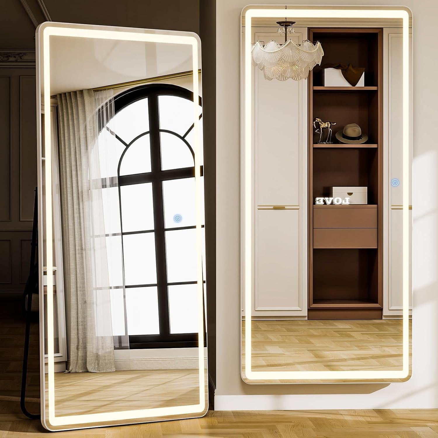 Espejo LED de Longitud Completa GLSLAND 165x66 cm con Luz