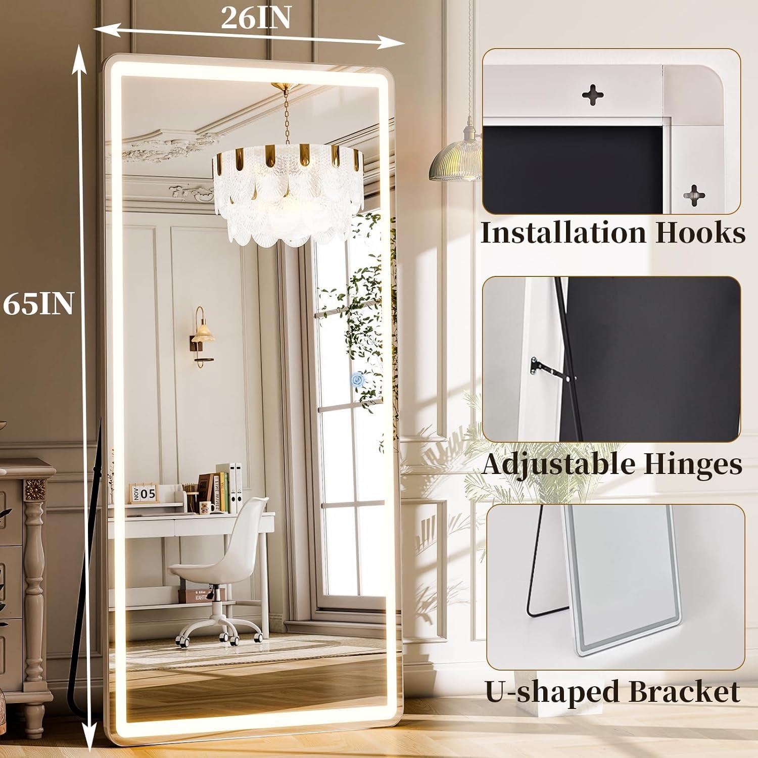 Espejo LED de Longitud Completa GLSLAND 165x66 cm con Luz